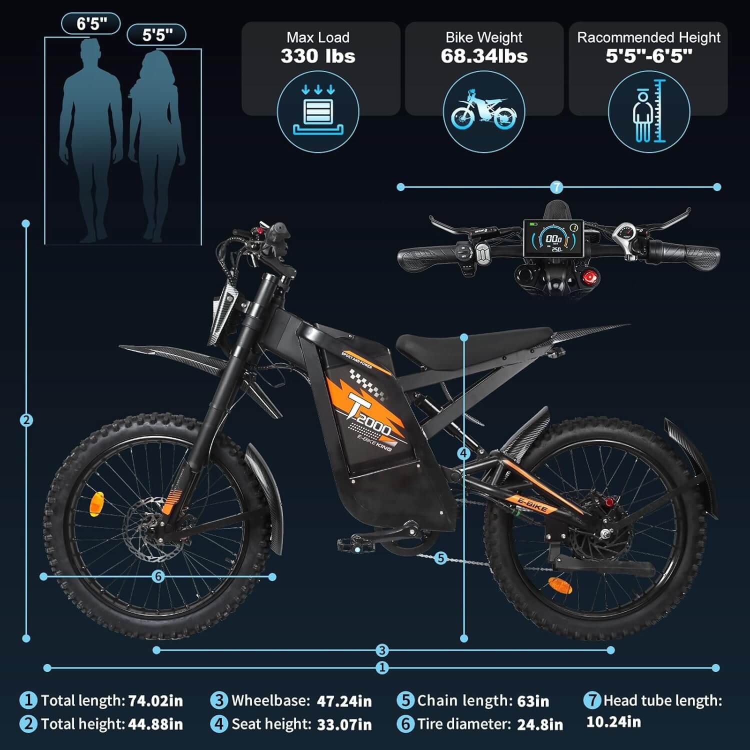 OUXI T2000 Electric Dirt Bike, Dual Fork Suspension, Hydraulic Brakes