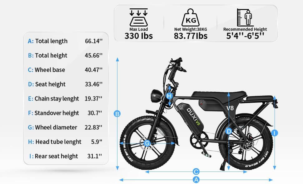 OUXI V8 MAX 1000W 48V Fat Tire Electric Bike