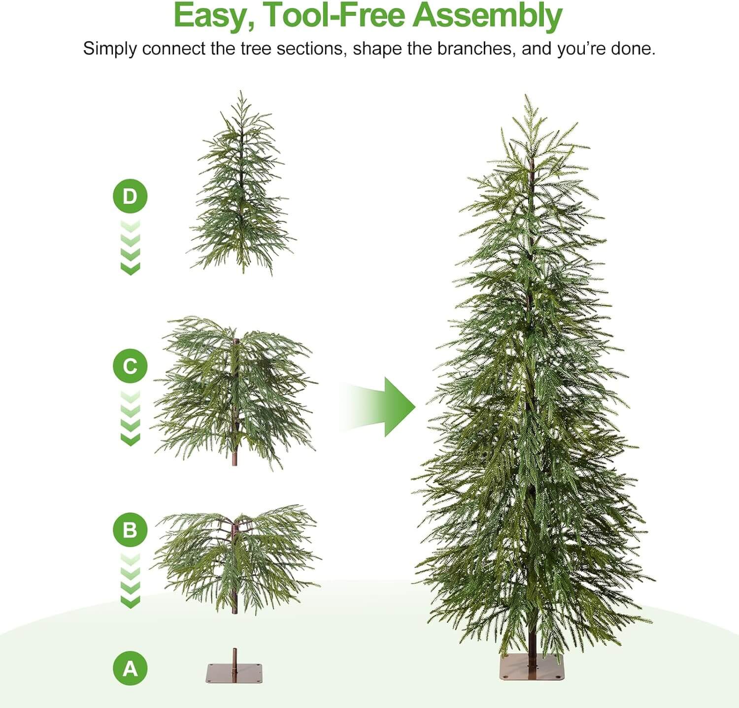 Oakred Indoor Pencil Pine Artificial Christmas Tree