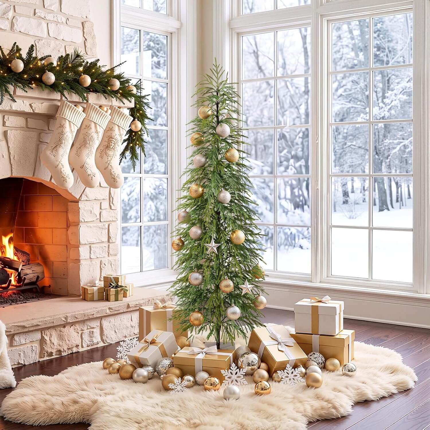Oakred Indoor Pencil Pine Artificial Christmas Tree