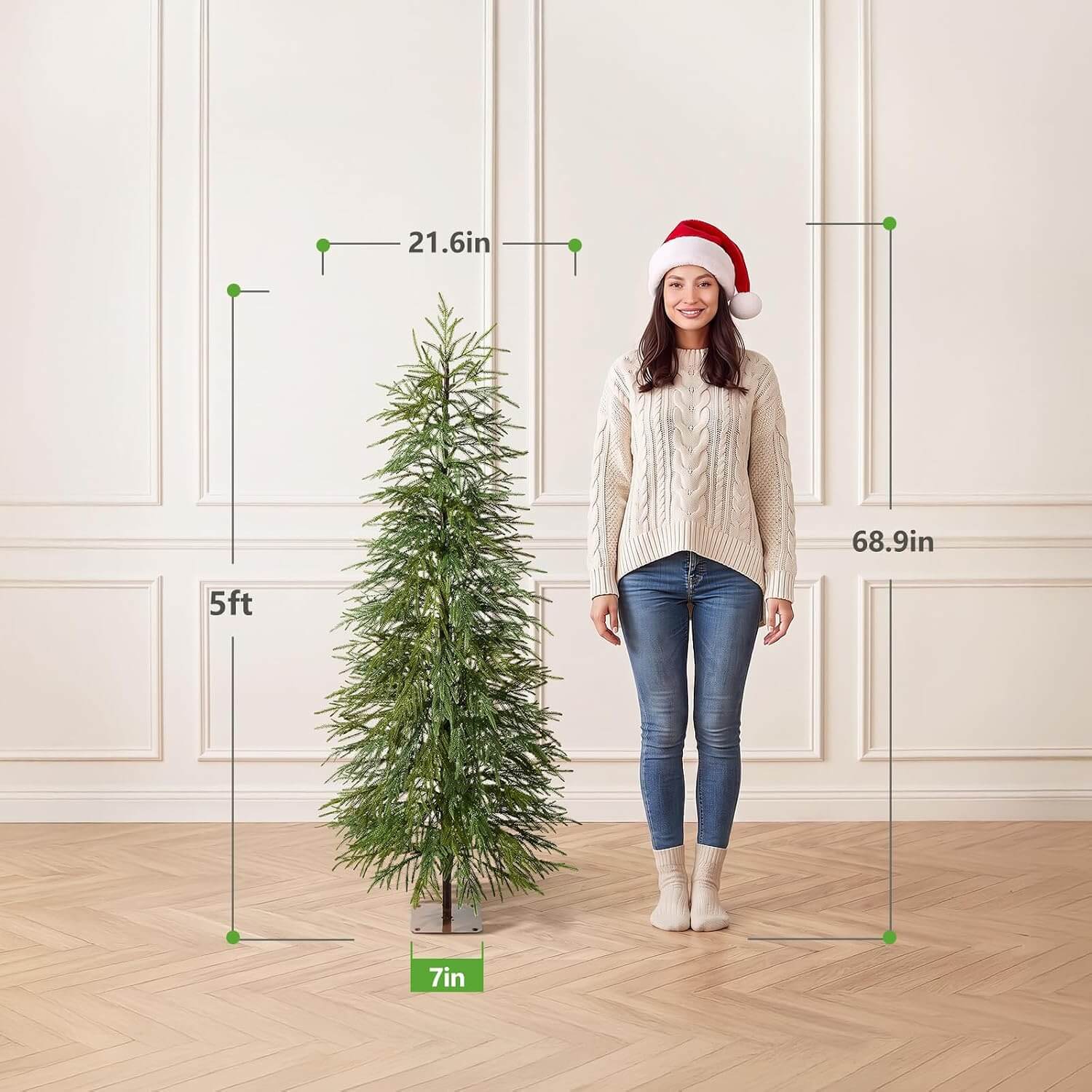 Oakred Indoor Pencil Pine Artificial Christmas Tree