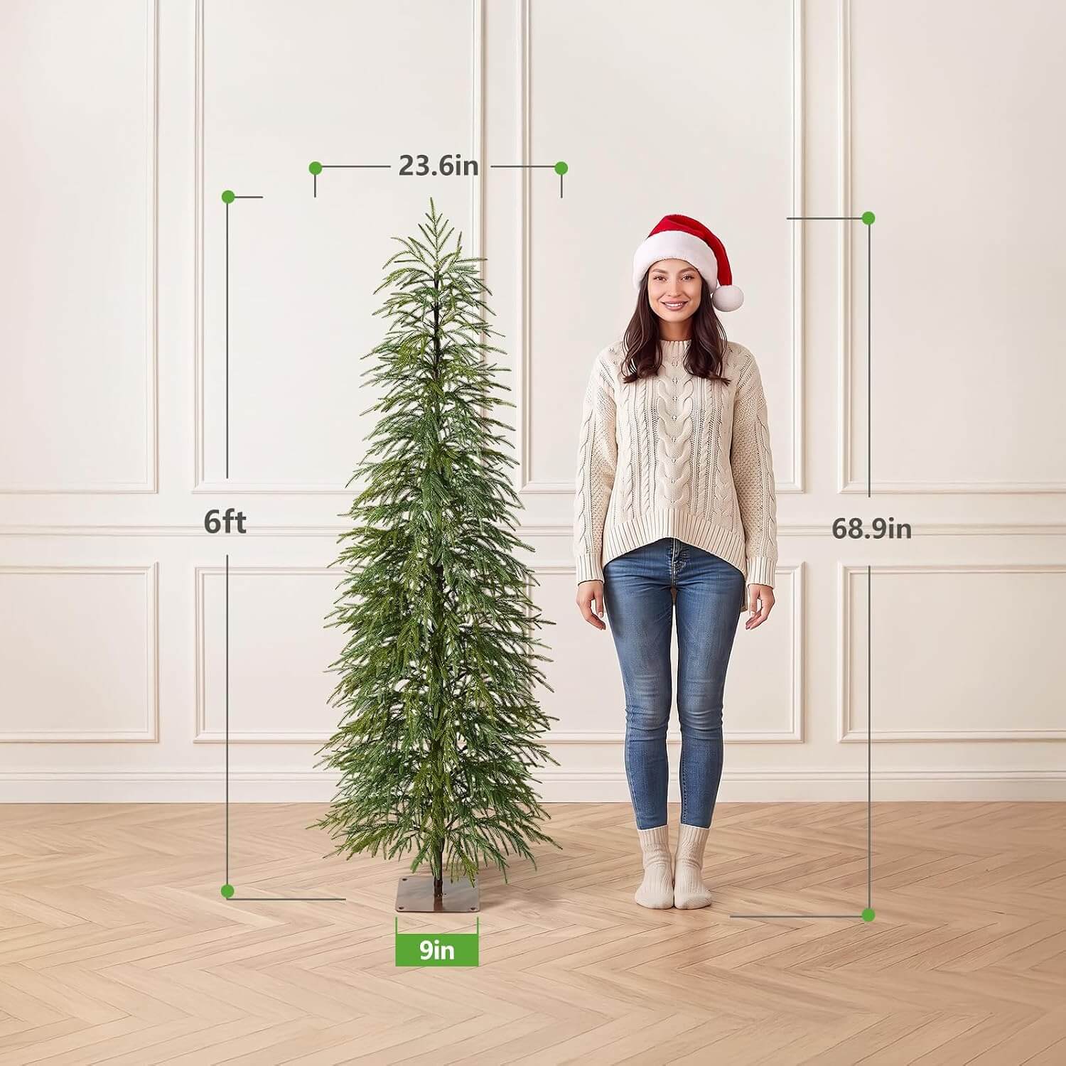 Oakred Indoor Pencil Pine Artificial Christmas Tree