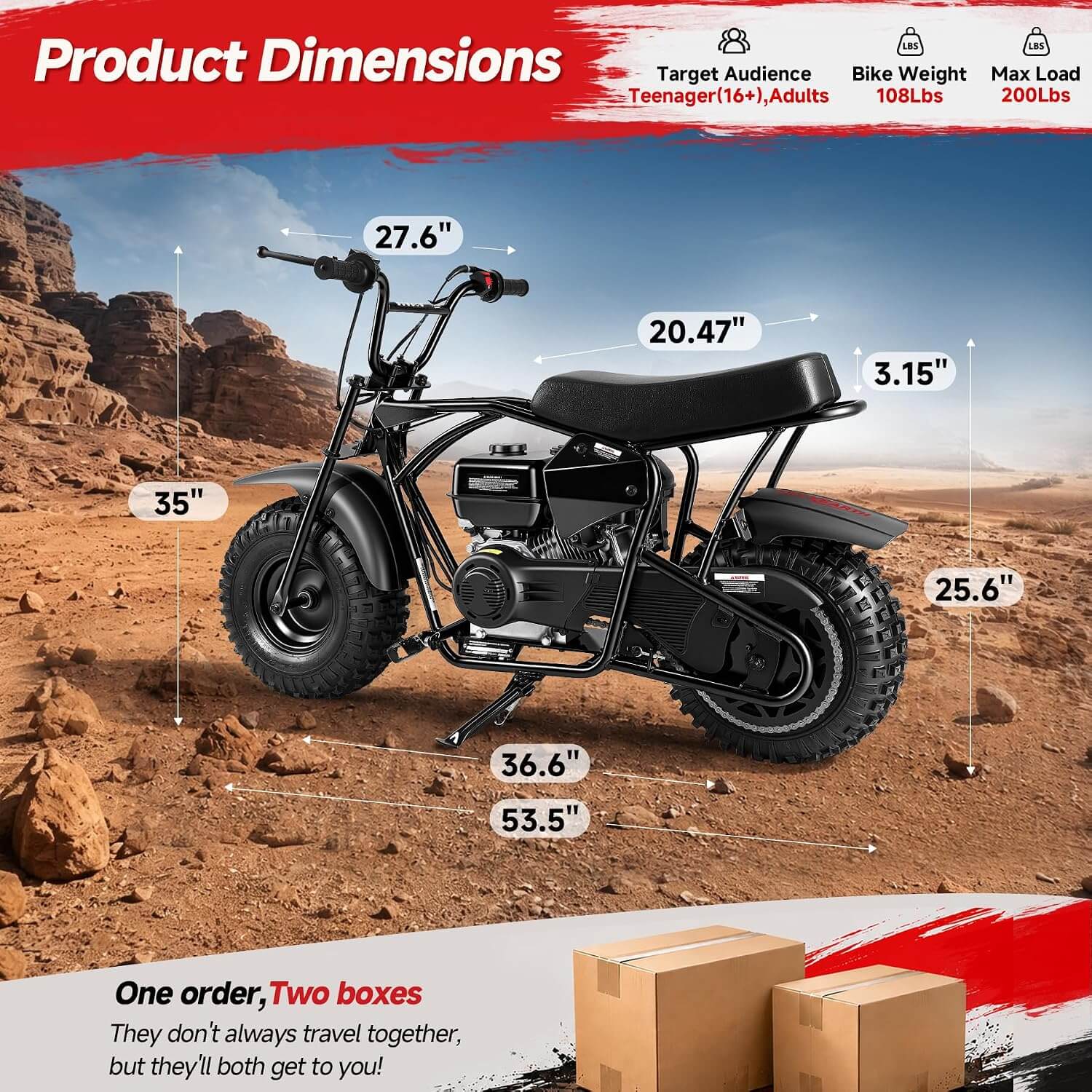 Oryxearth BRM200 196cc 4-Stroke Gas Dirt Mini Pit Bike