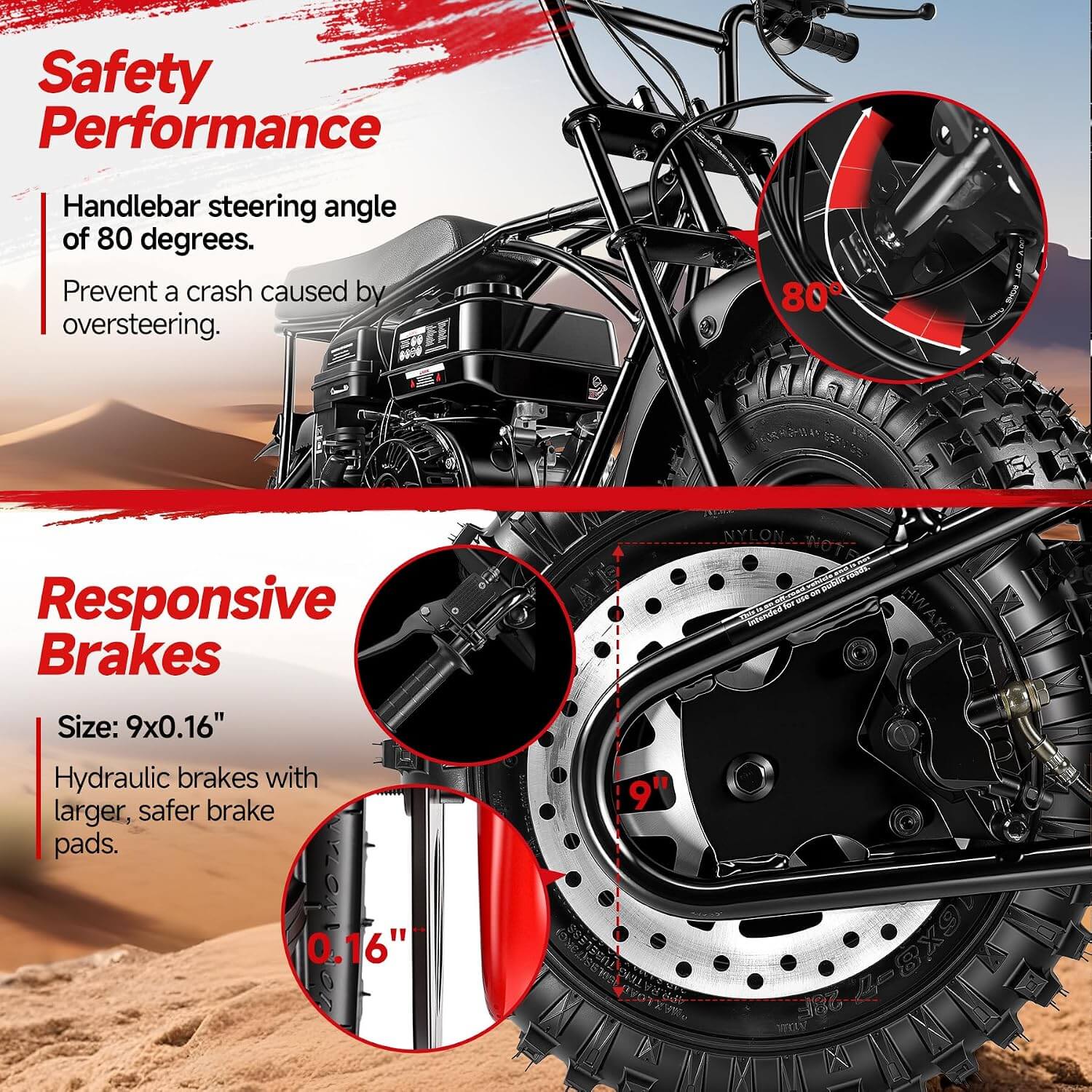 Oryxearth BRM200 196cc 4-Stroke Gas Dirt Mini Pit Bike