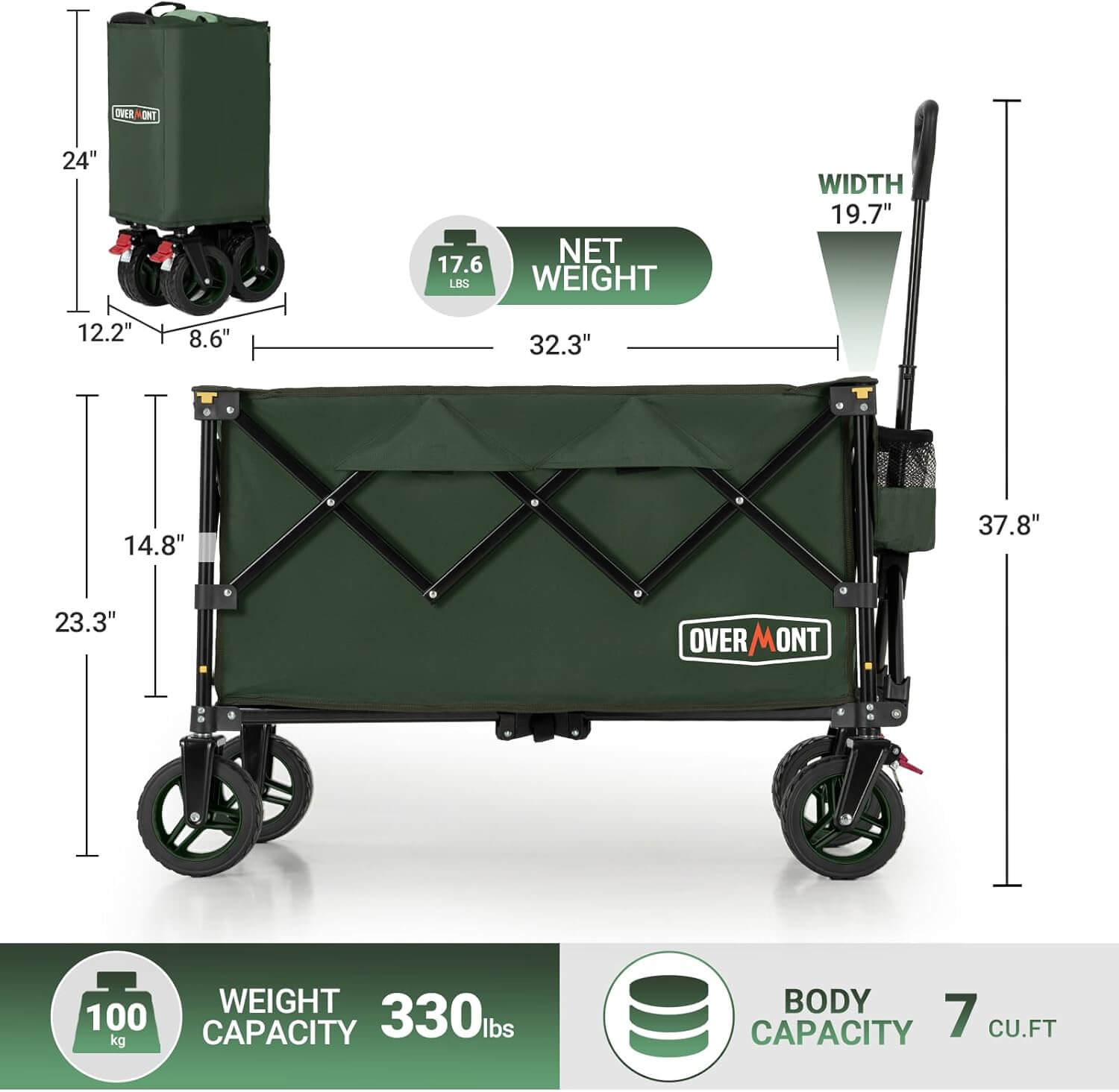 Overmont Collapsible Portable Foldable Wagon