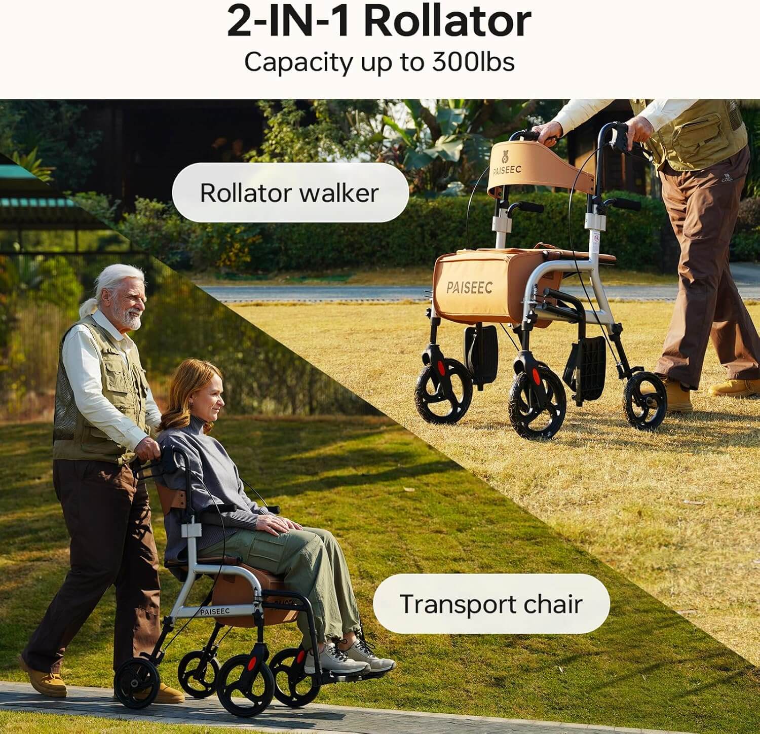 PAISEEC Foldable Rollator Walker