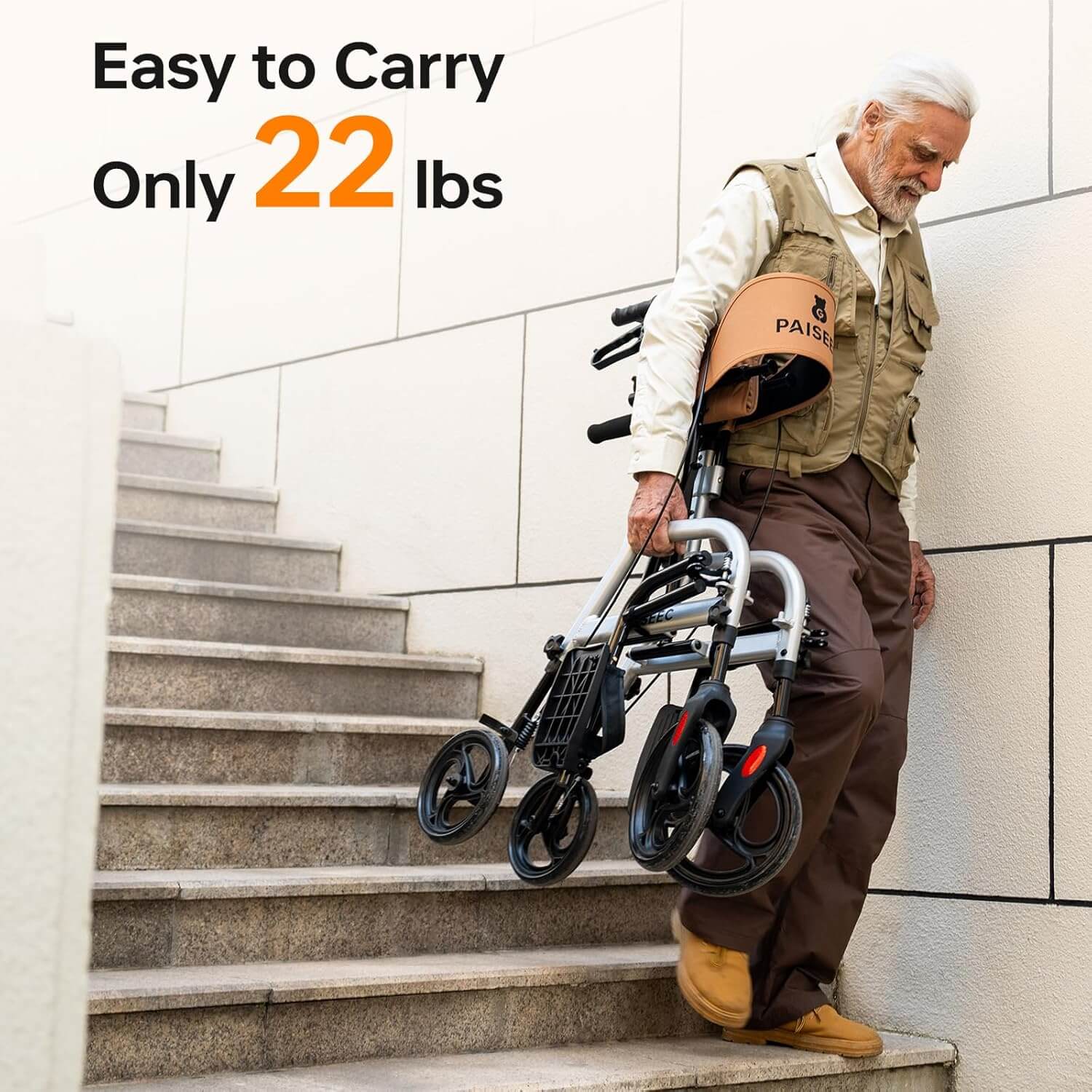 PAISEEC Foldable Rollator Walker