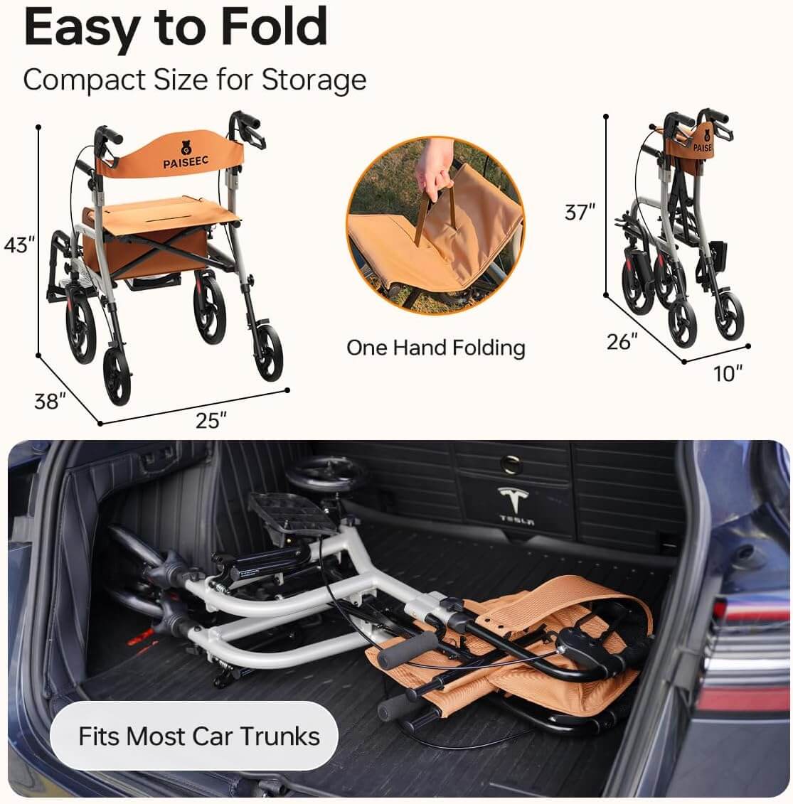 PAISEEC Foldable Rollator Walker