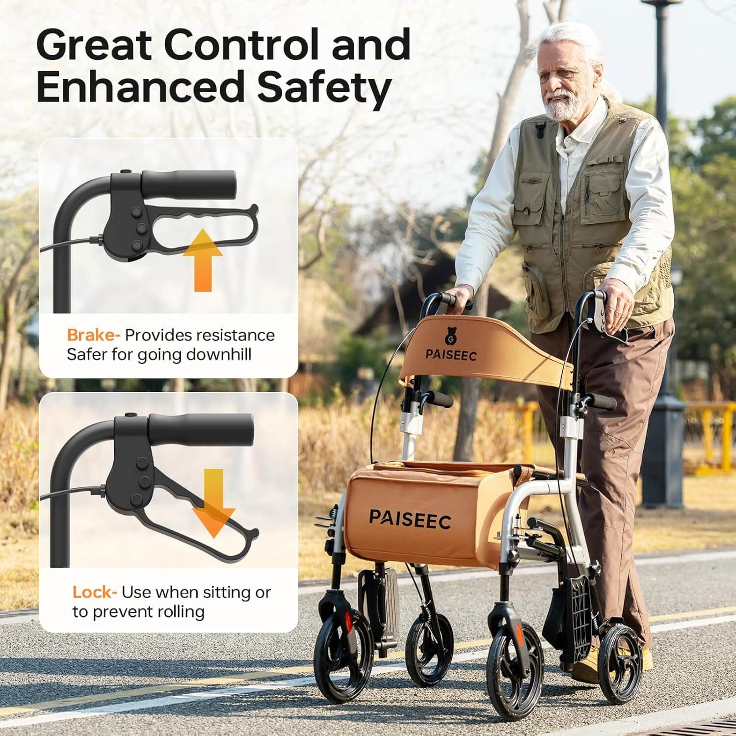 PAISEEC Foldable Rollator Walker