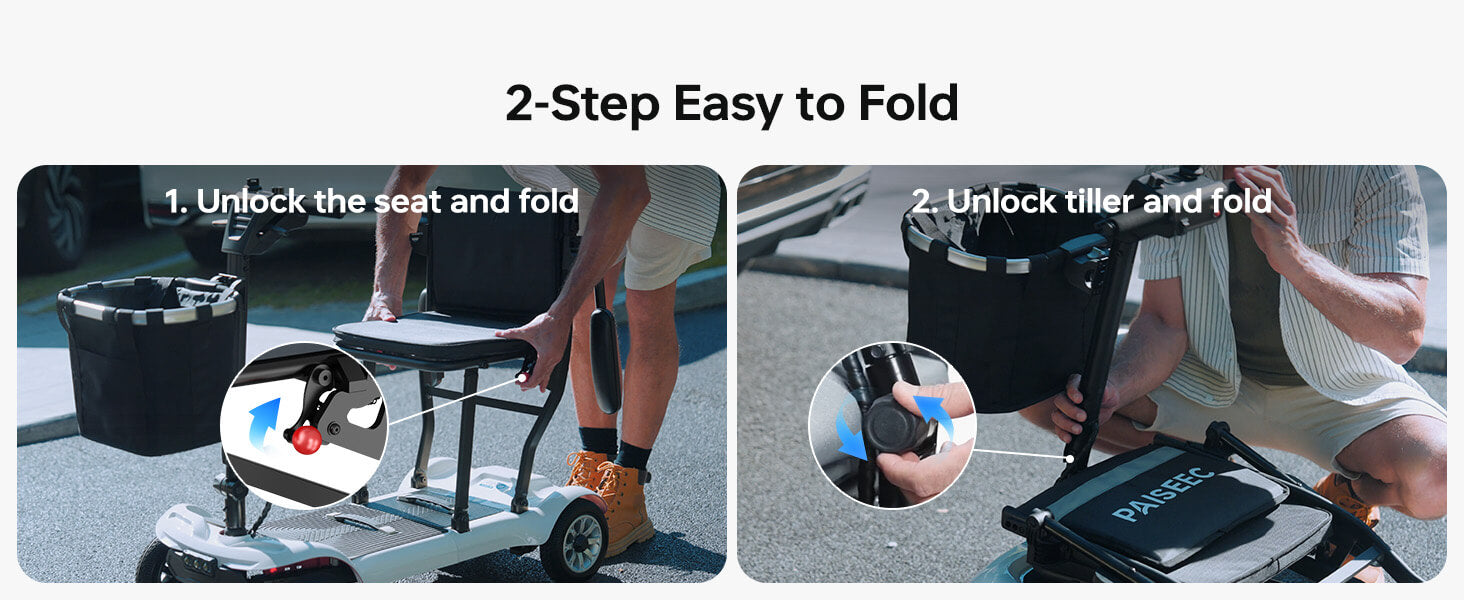 PAISEEC D3 Lightweight Foldable Electric Mobility Scooter, Airline Approved