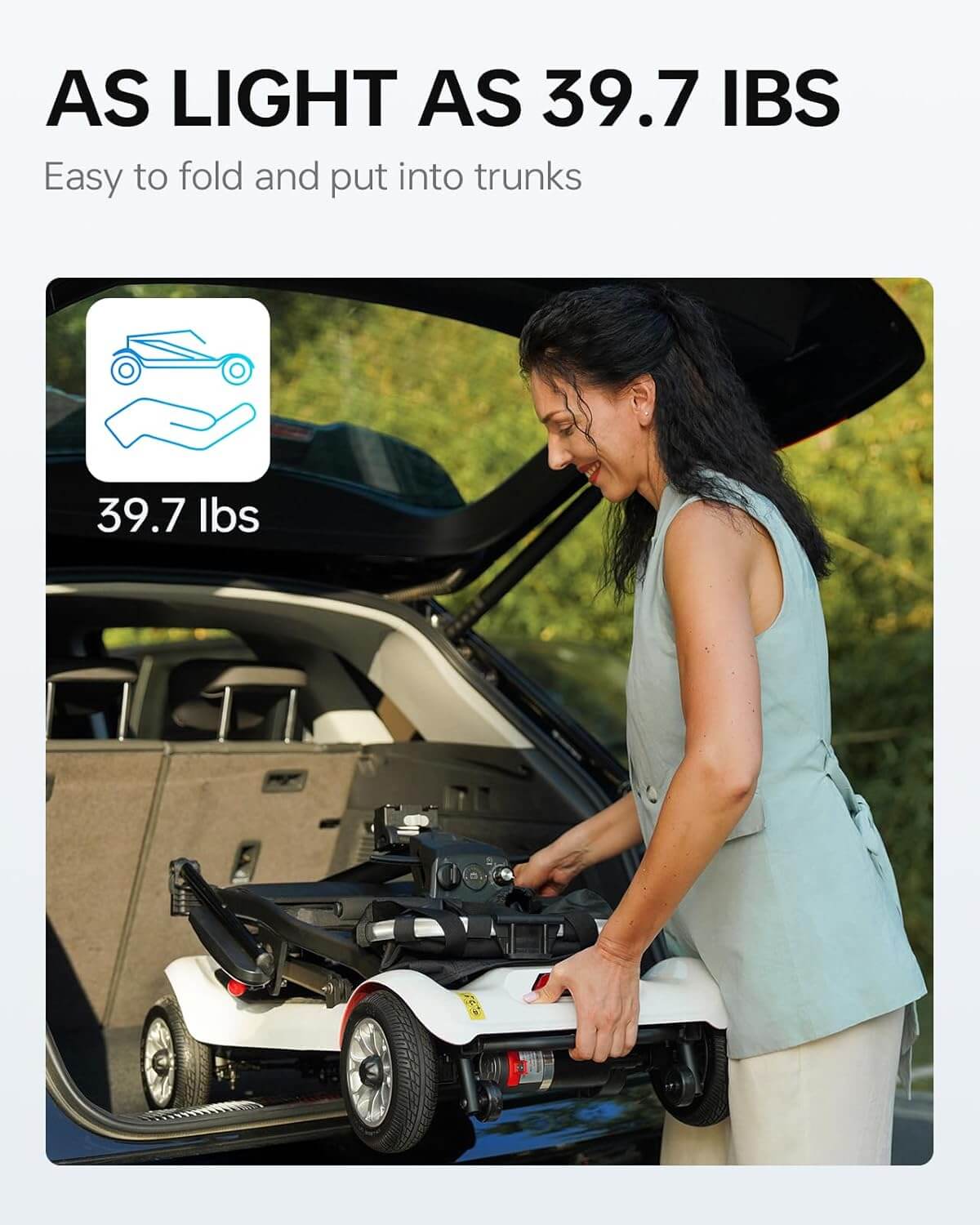 PAISEEC D3 Lightweight Foldable Electric Mobility Scooter, Airline Approved