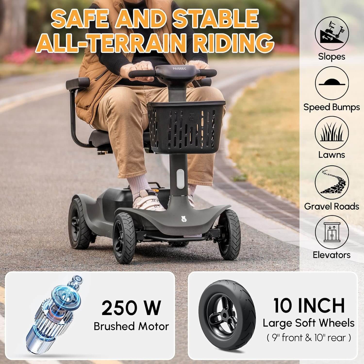 PAISEEC S1 Lightweight Electric Mobility Scooter, Swivel Seat