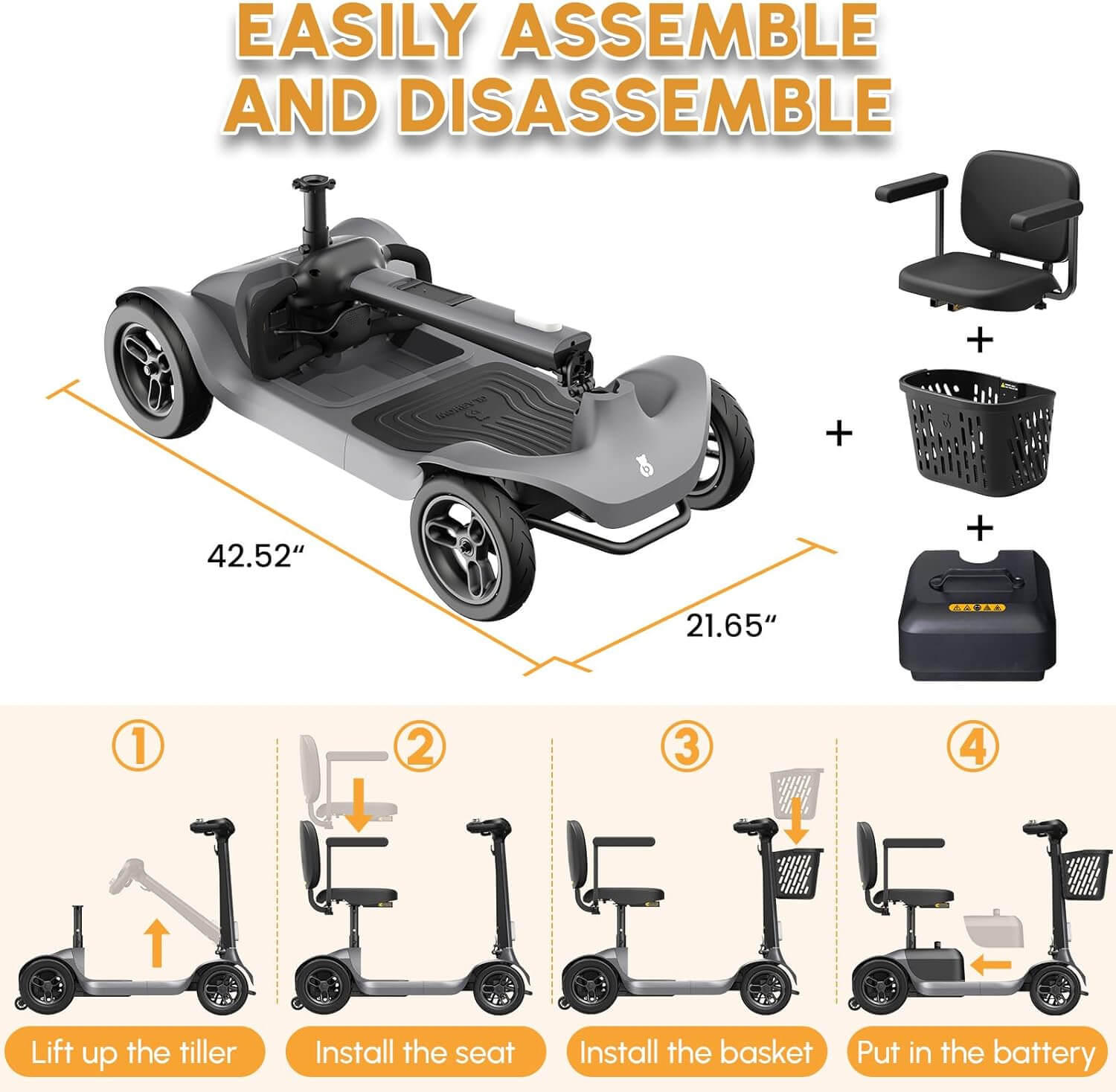 PAISEEC S1 Lightweight Electric Mobility Scooter, Swivel Seat