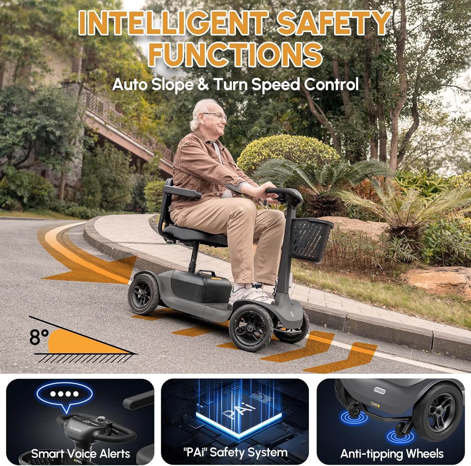 PAISEEC S1 Lightweight Electric Mobility Scooter, Swivel Seat