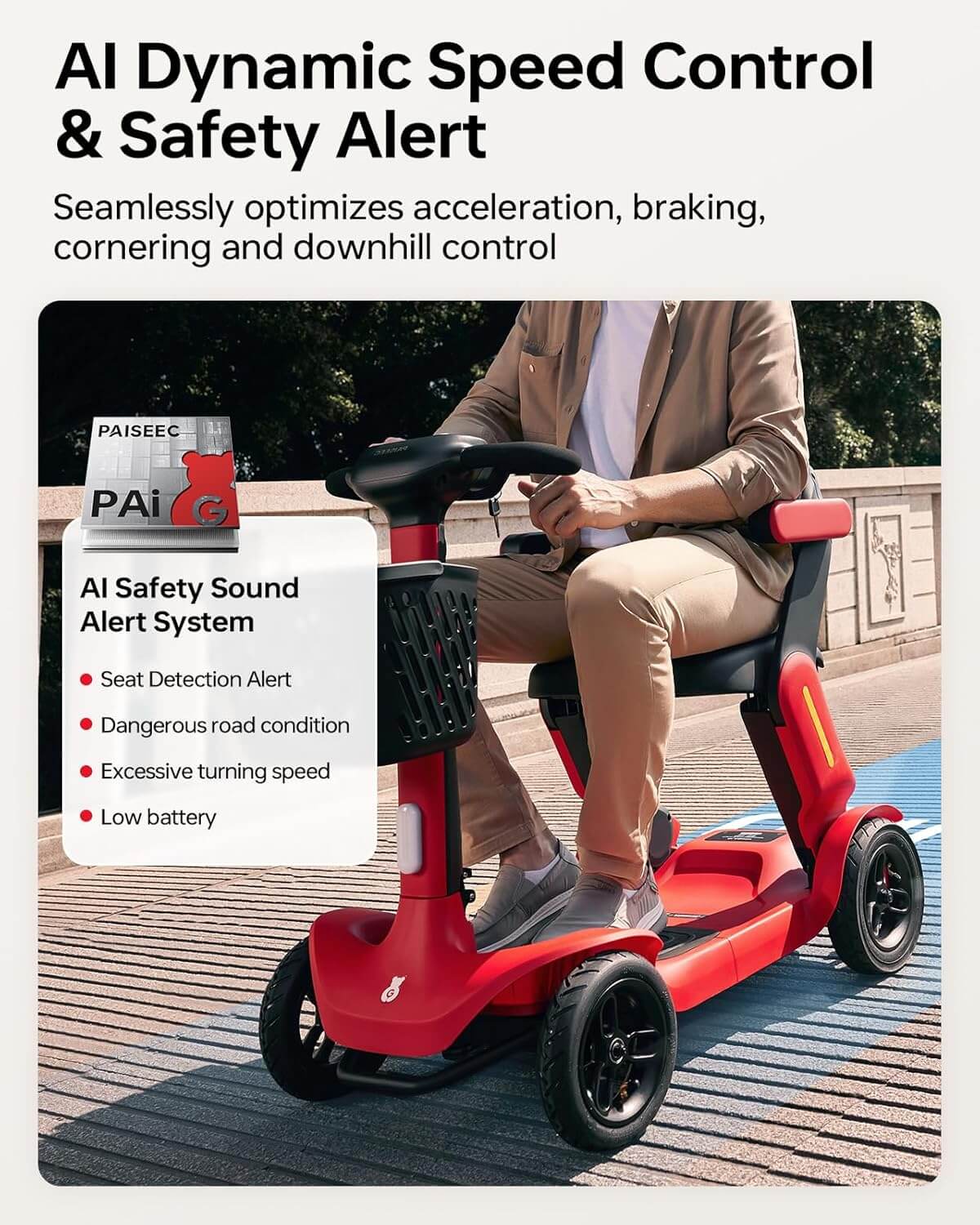 PAISEEC S3 Lightweight All-Terrain Folding Electric Mobility Scooter