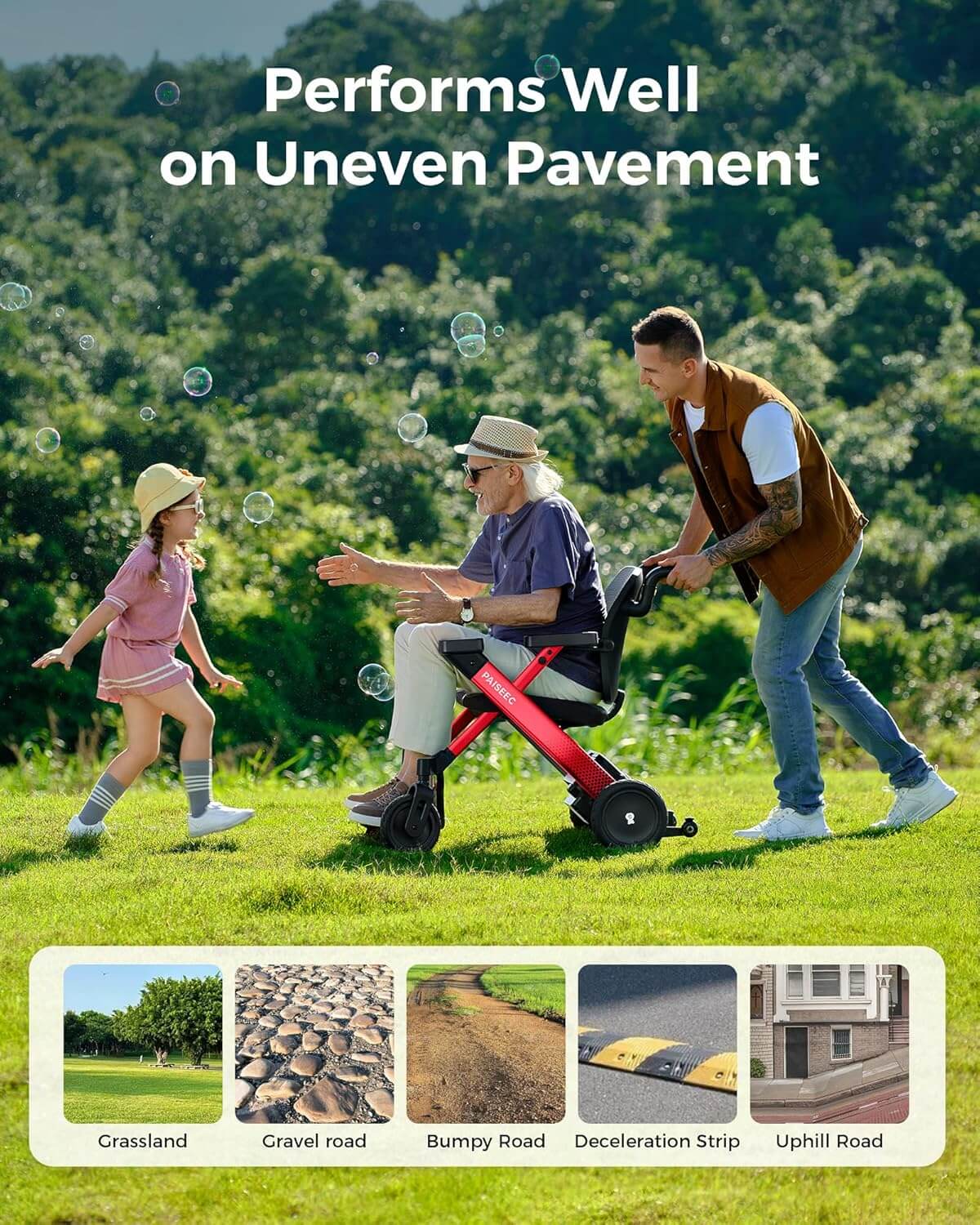 PAISEEC W-E3 Folding Electric Power Wheelchair, Airline Approved