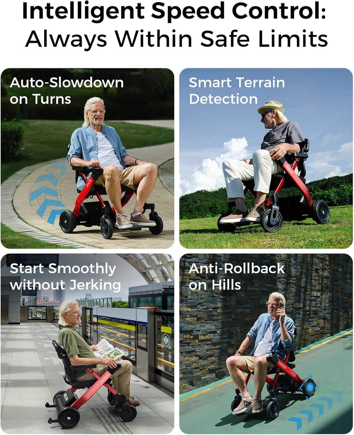 PAISEEC W-E3 Folding Electric Power Wheelchair, Airline Approved