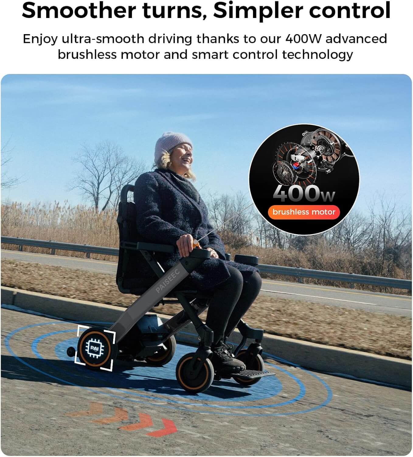 PAISEEC W1 Folding Electric Power Wheelchair Rollator Walker Combo