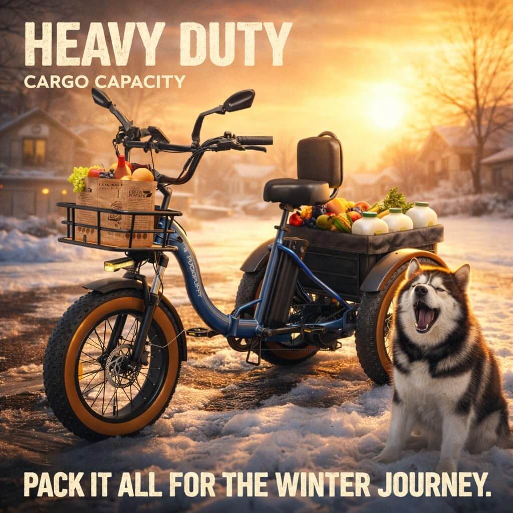 PUCKIPUPPY ALASKAN 48V 960W Folding Fat Tire Electric Trike