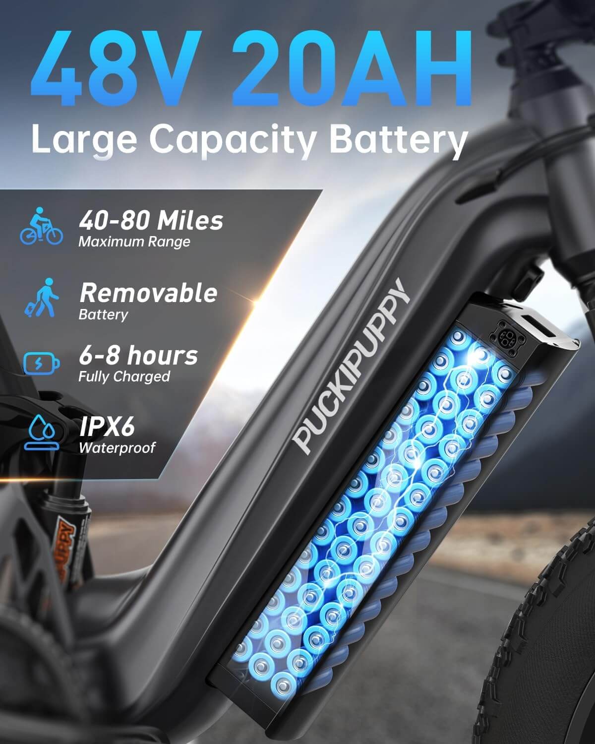 PUCKIPUPPY CORGI 960W 48V 20" 7 Speed Fat Tire Electric Mountain Bike