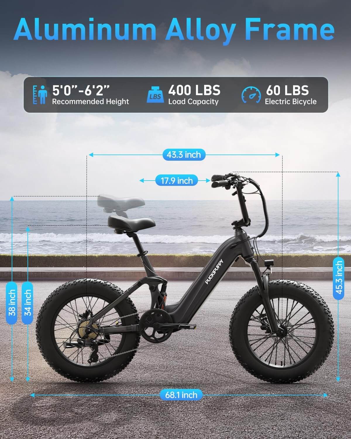 PUCKIPUPPY CORGI 960W 48V 20" 7 Speed Fat Tire Electric Mountain Bike