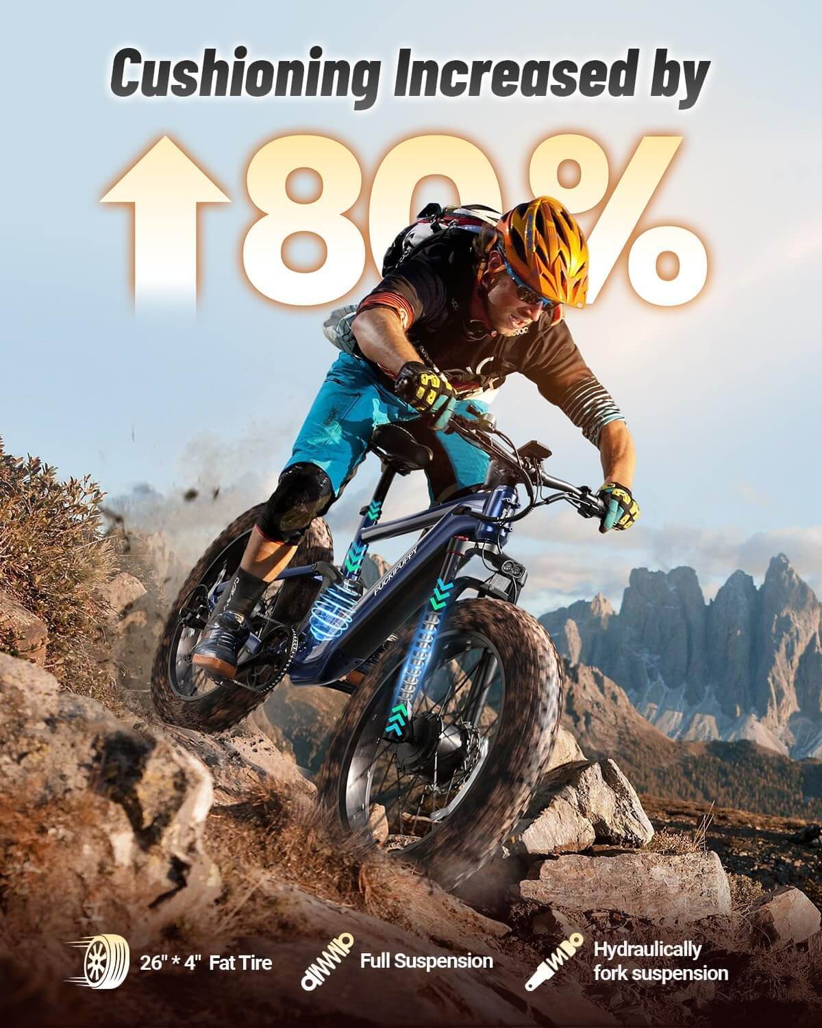 PUCKIPUPPY GOLDEN RETRIEVER PRO 1600W 48V Dual Motor Fat Tire Electric Bike