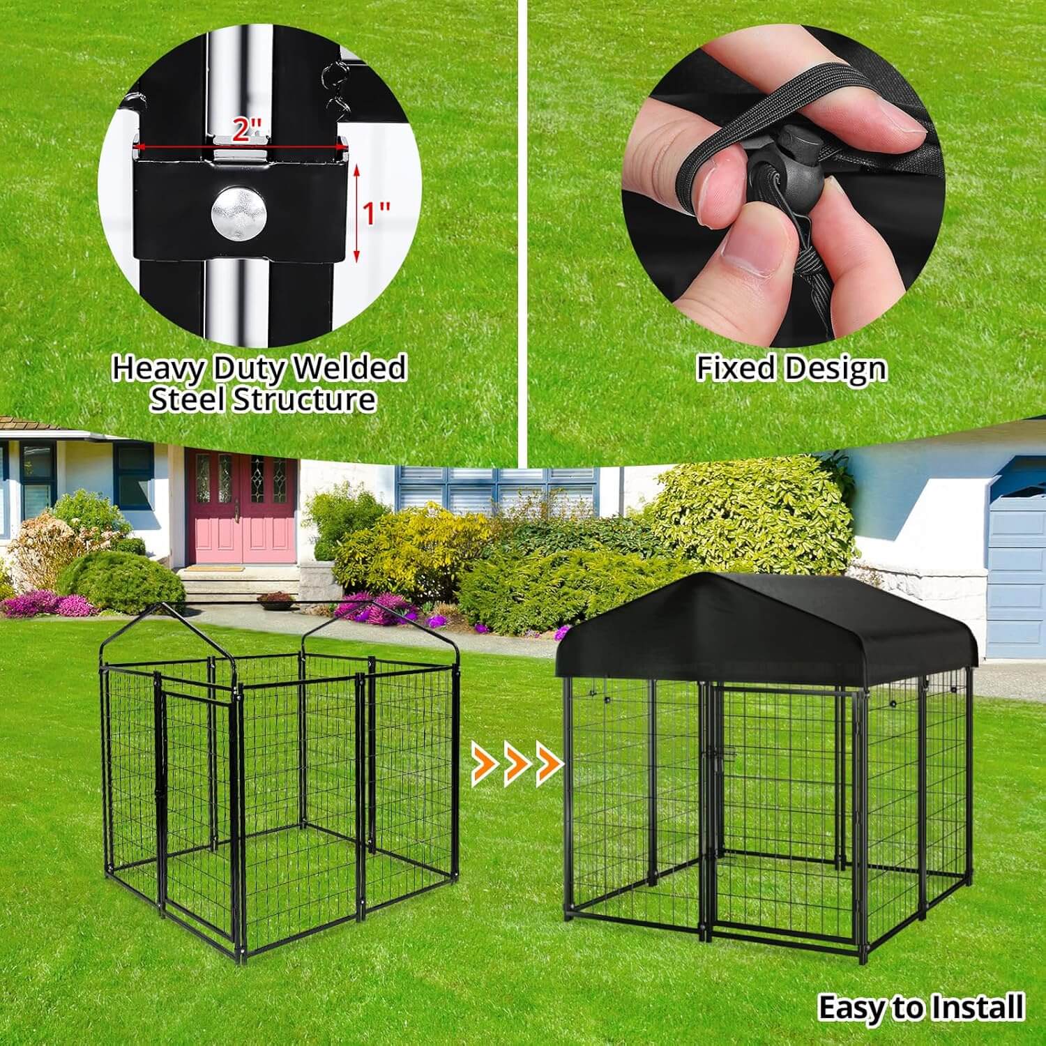 PawGiant Outdoor Dog Kennel with Roof