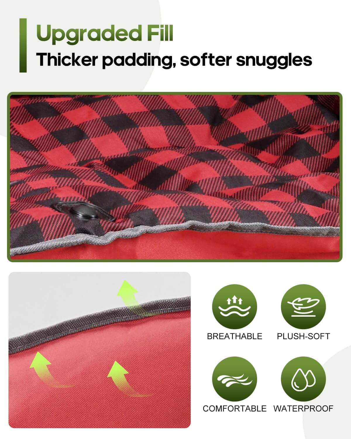 Pcuauld Oversized 2-Person Padded Loveseat Camping Couch with Cup Holders