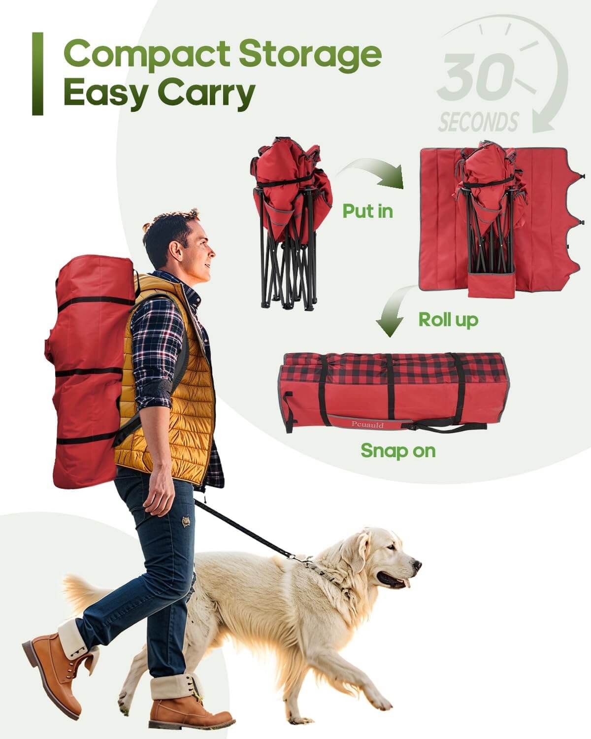 Pcuauld Oversized 2-Person Padded Loveseat Camping Couch with Cup Holders