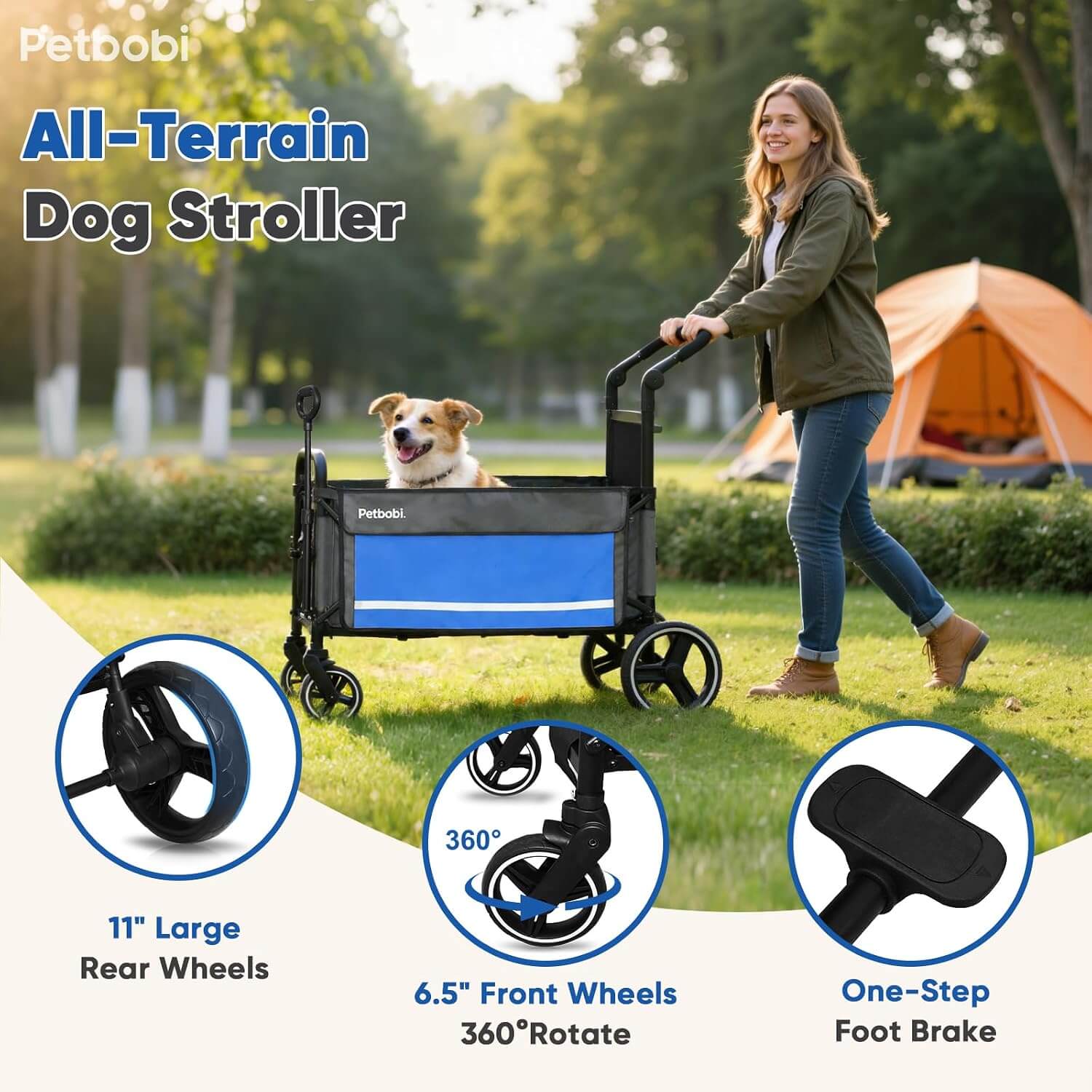 Petbobi 2-in-1 Push-Pull Dog Wagon Stroller