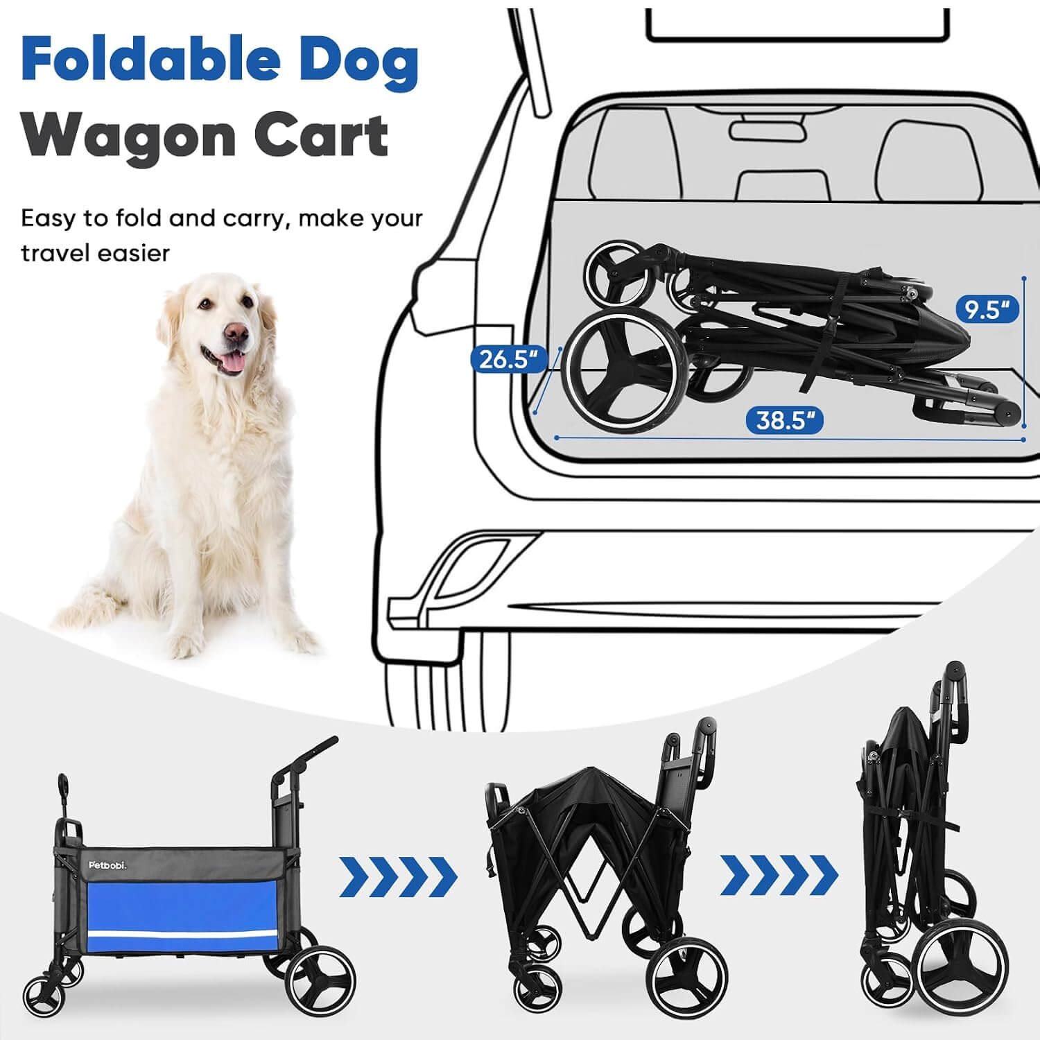 Petbobi 2-in-1 Push-Pull Dog Wagon Stroller