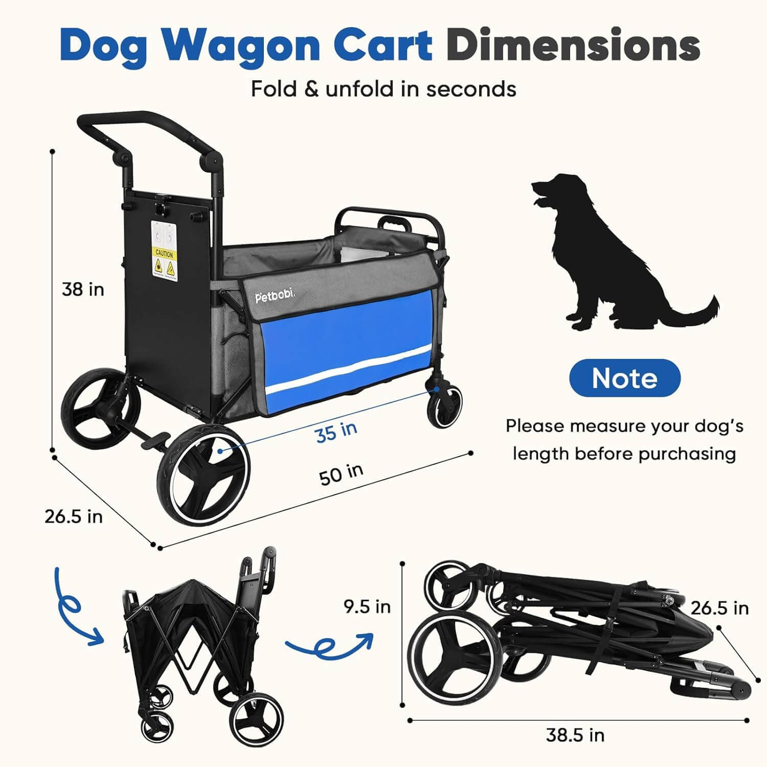 Petbobi 2-in-1 Push-Pull Dog Wagon Stroller