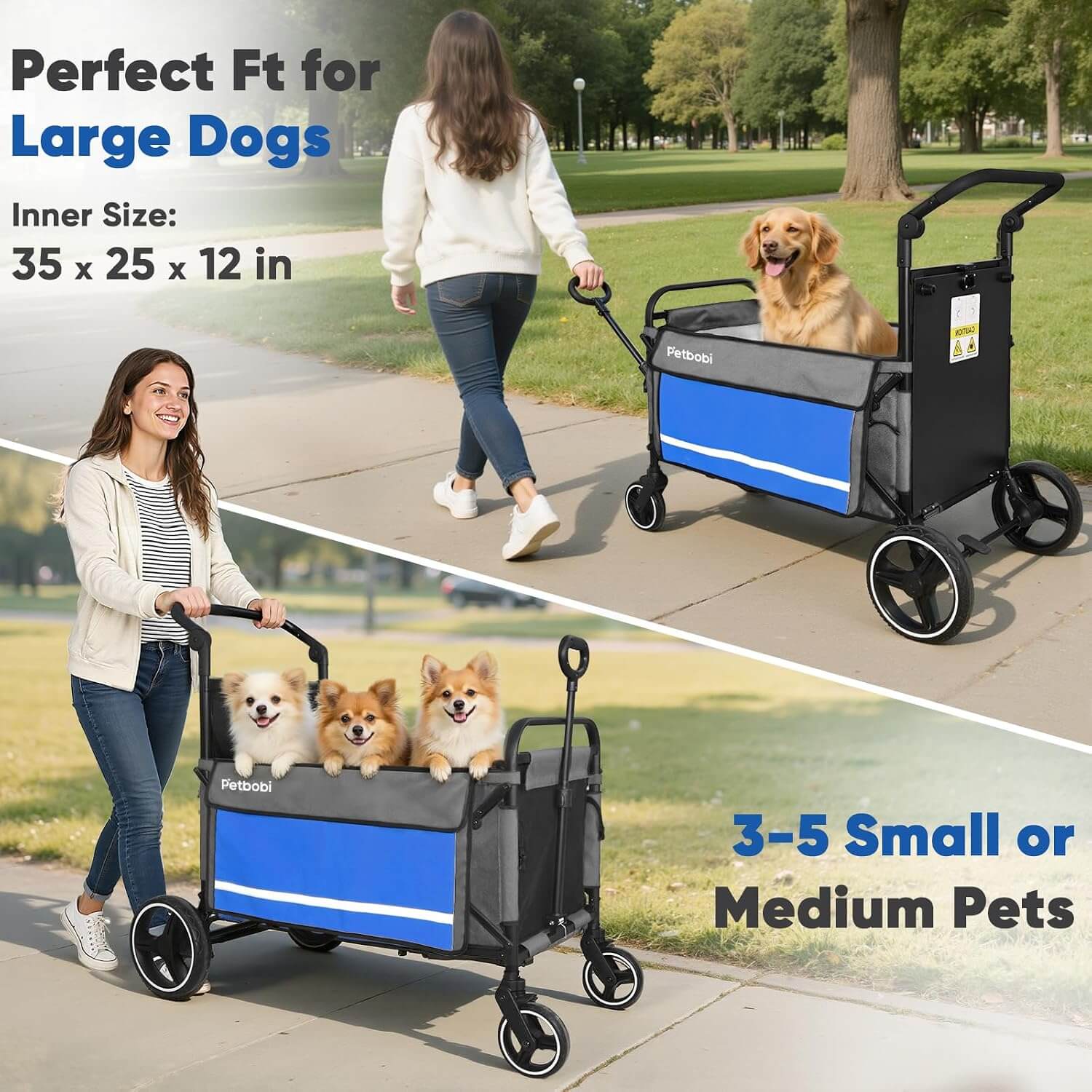 Petbobi 2-in-1 Push-Pull Dog Wagon Stroller