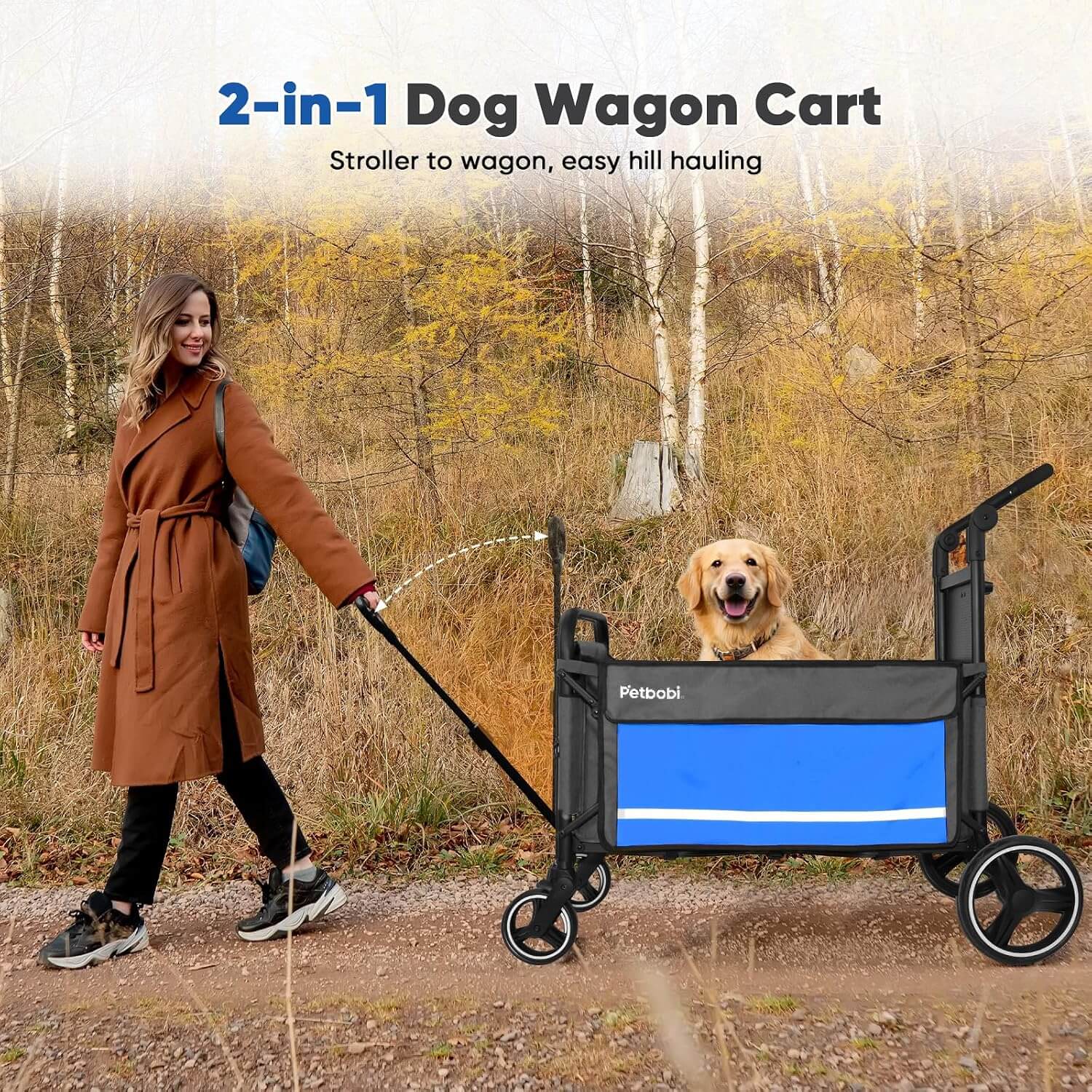 Petbobi 2-in-1 Push-Pull Dog Wagon Stroller