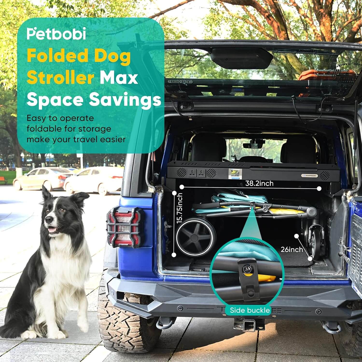 Petbobi Easy Fold Dual Entry Dog Stroller, Medium & Large Dogs