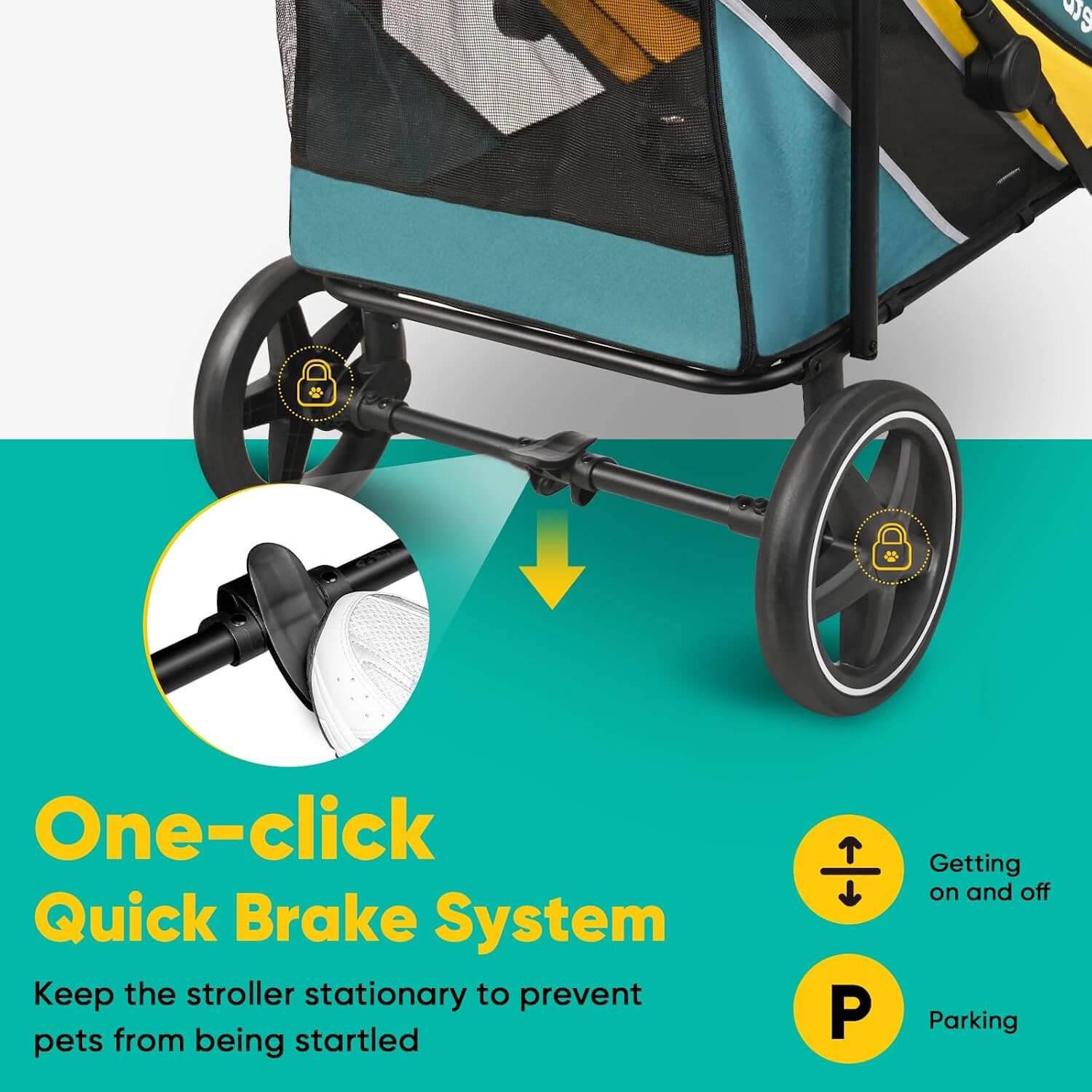 Petbobi Easy Fold Dual Entry Dog Stroller, Medium & Large Dogs