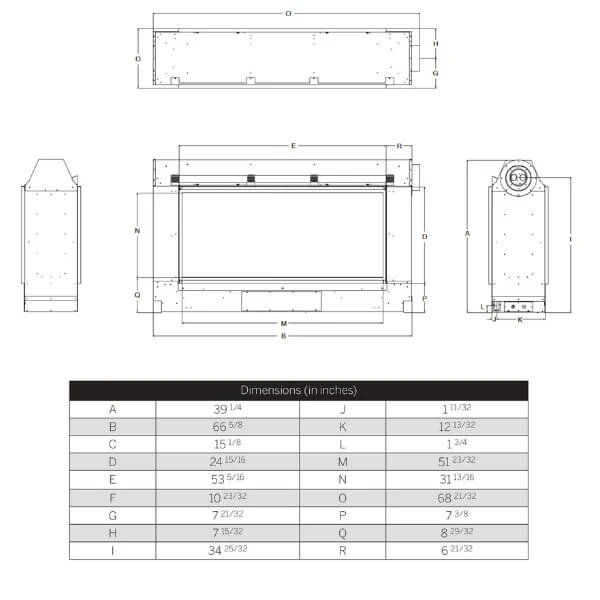 Plaza 40" Single-Sided Direct Vent Fireplace, InvisiMesh Barrier, Multi-Function Remote