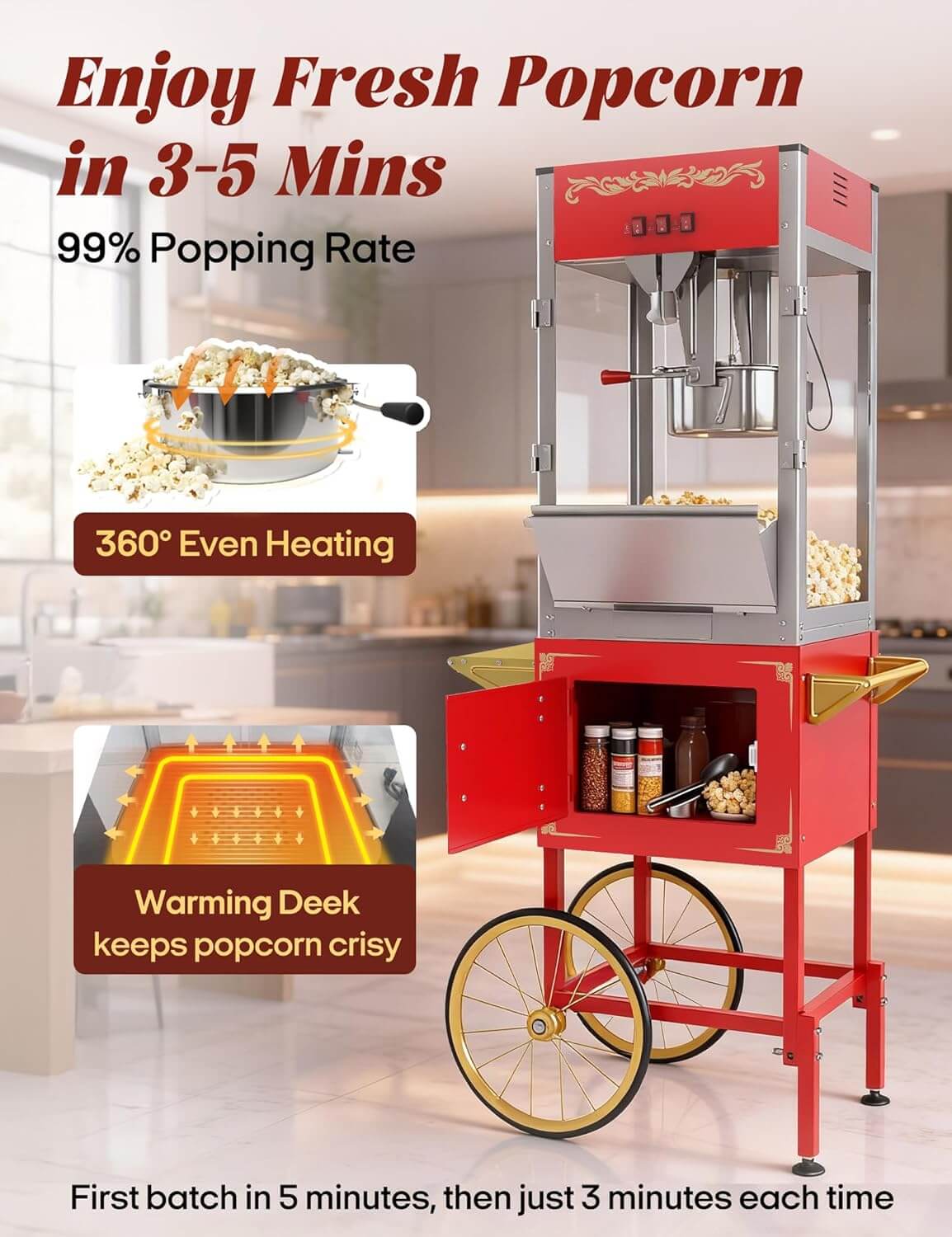 Popbria Movie Theater Style Popcorn Machine