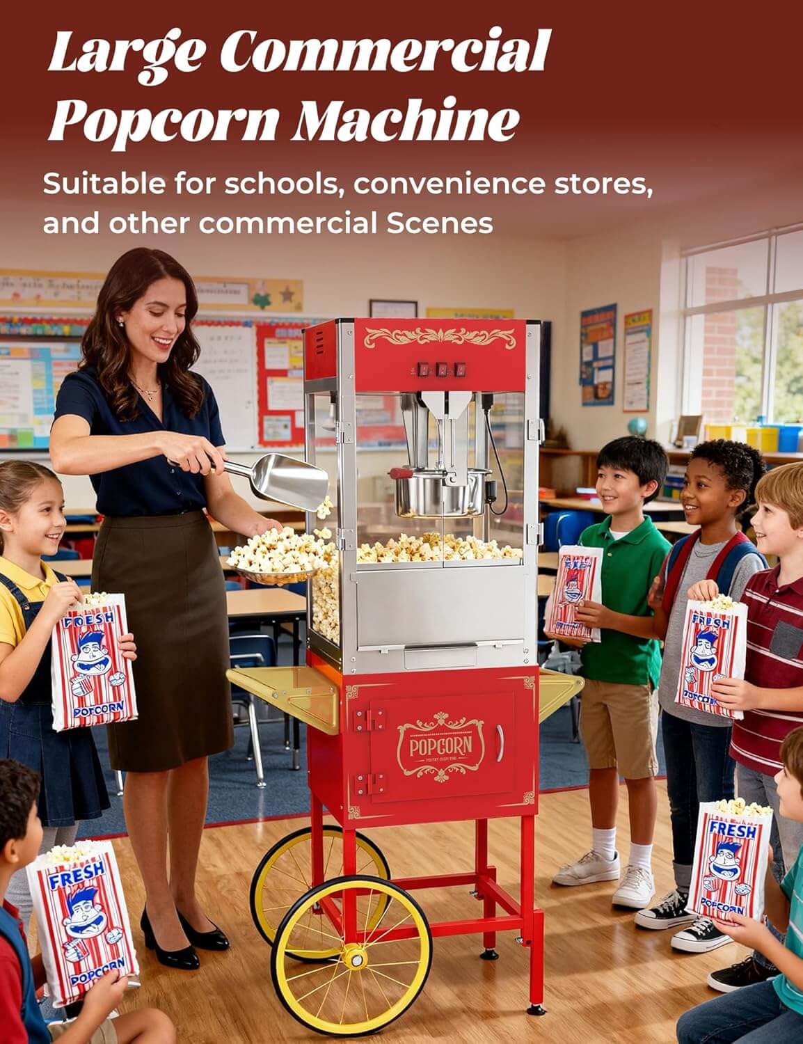 Popbria Movie Theater Style Popcorn Machine