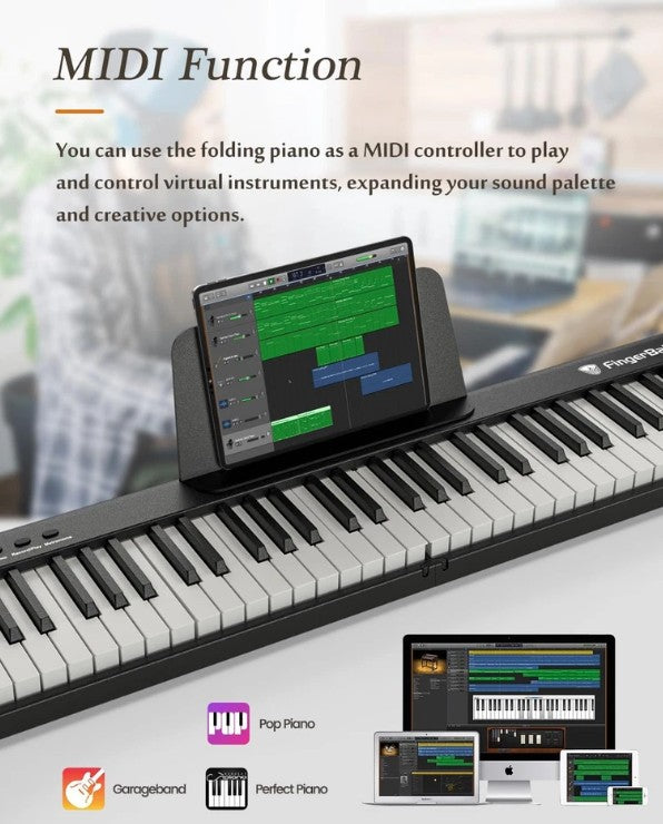 Portable 88-Key Folding Digital Piano, Full-Size Semi-Weighted Keyboard, BX20