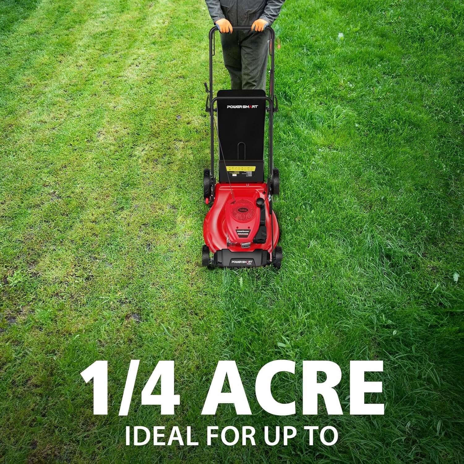 Powersmart 21" 144cc Gas Push Lawn Mower, High Wheels