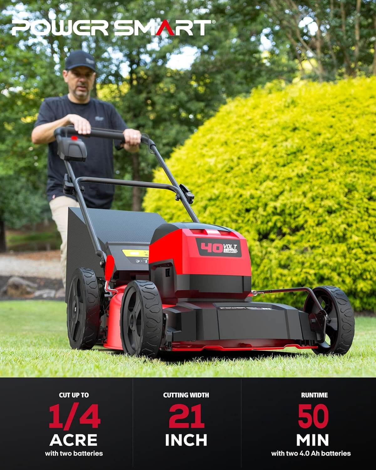 Powersmart 21" 40V Cordless Push Electric Lawn Mower