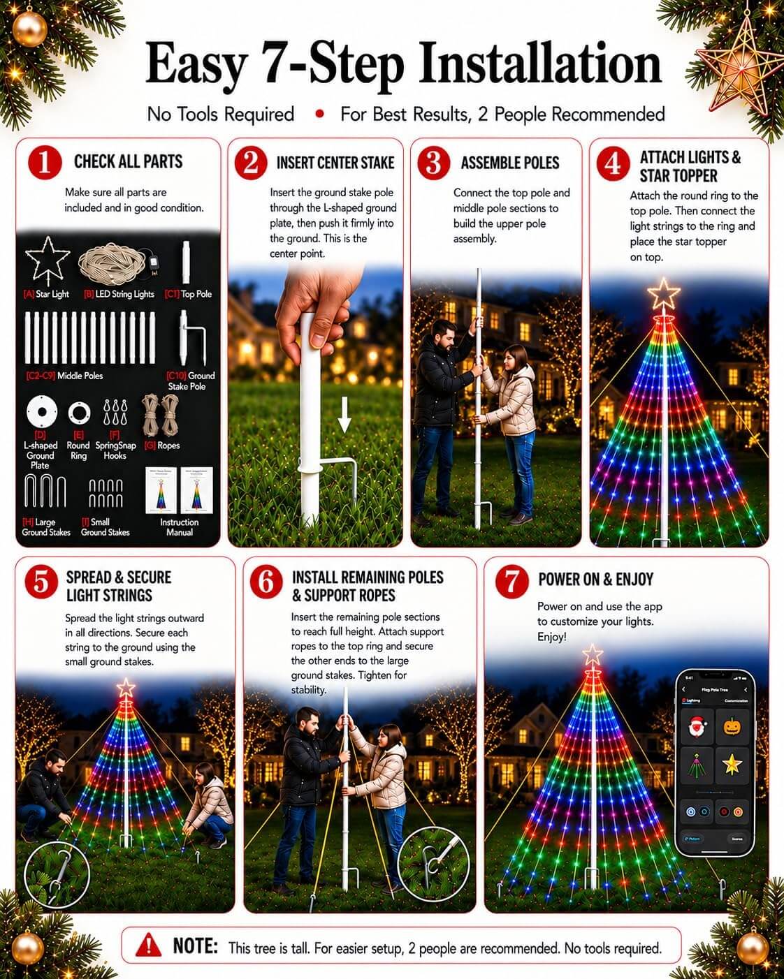 Probro Smart Outdoor Christmas Tree Lights