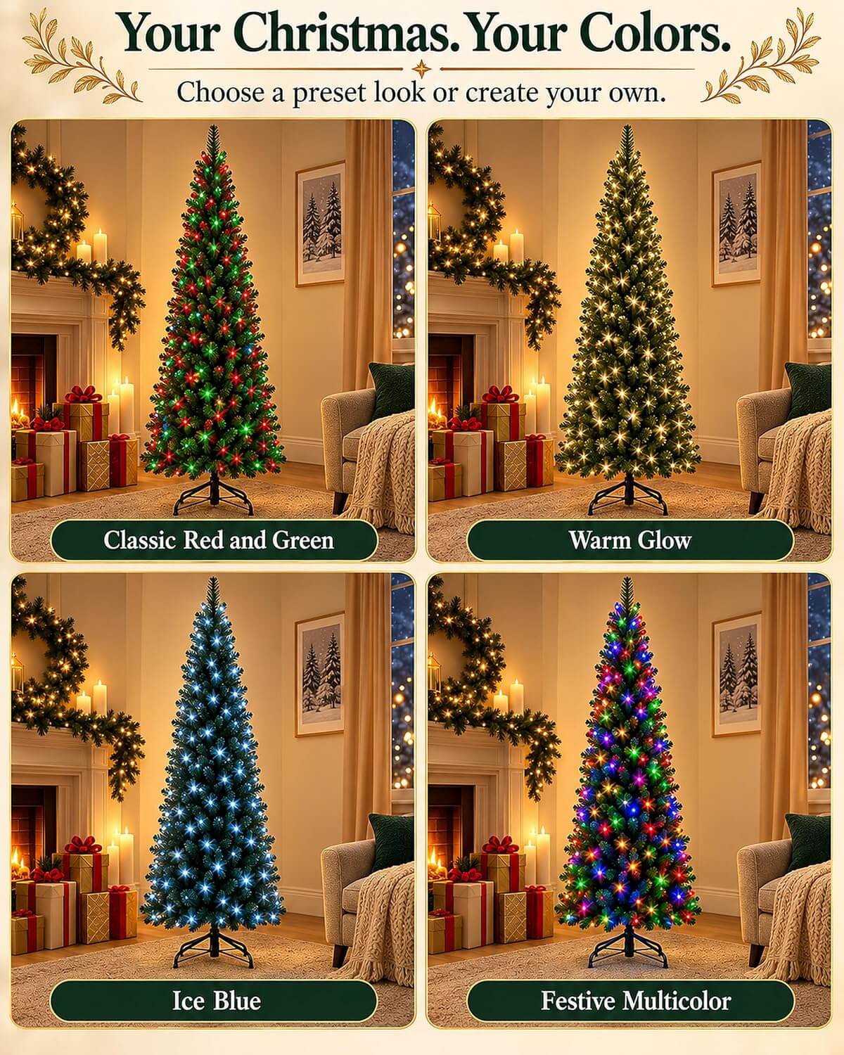 Probro Smart Pre-Lit Pencil Christmas Tree