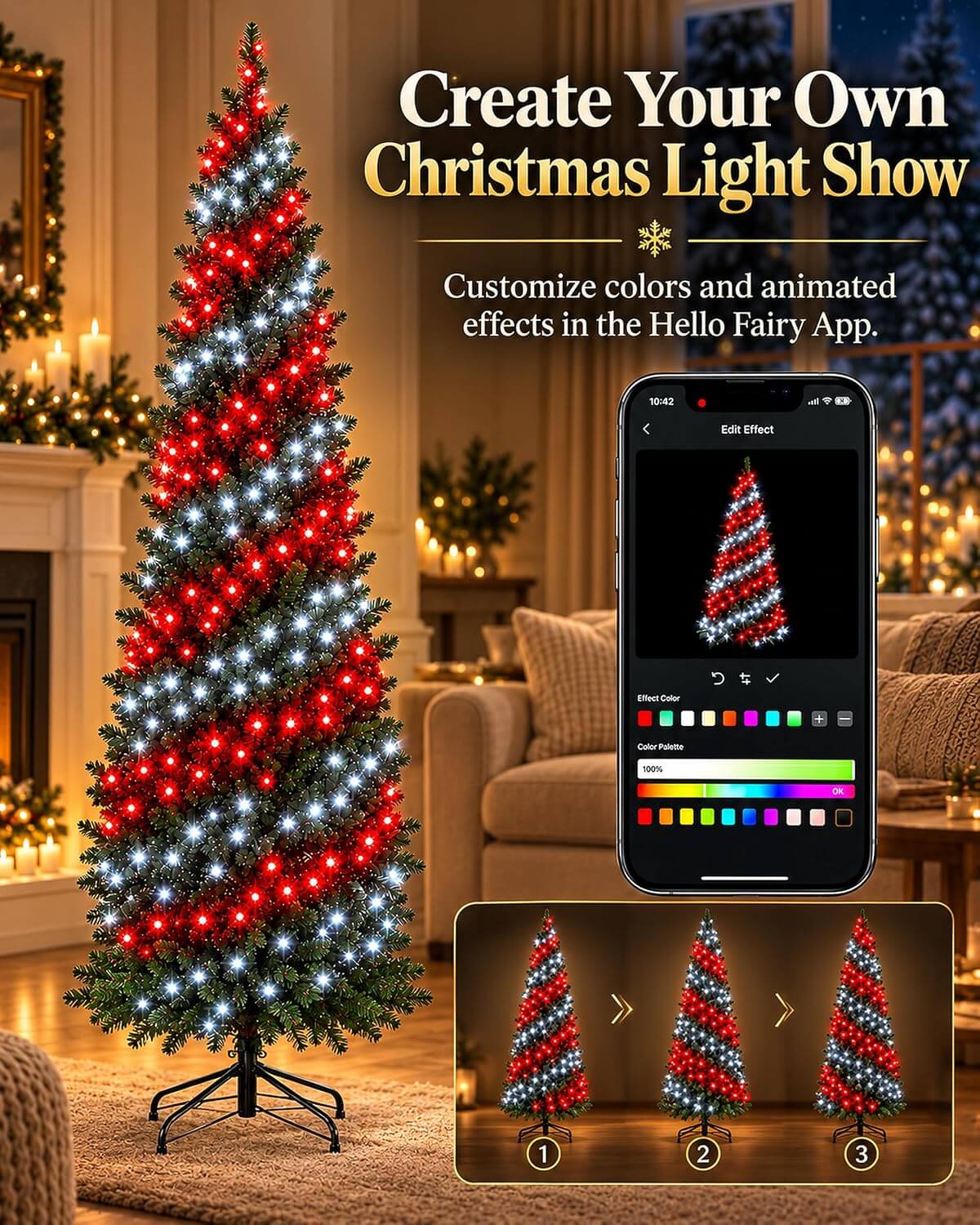 Probro Smart Pre-Lit Pencil Christmas Tree