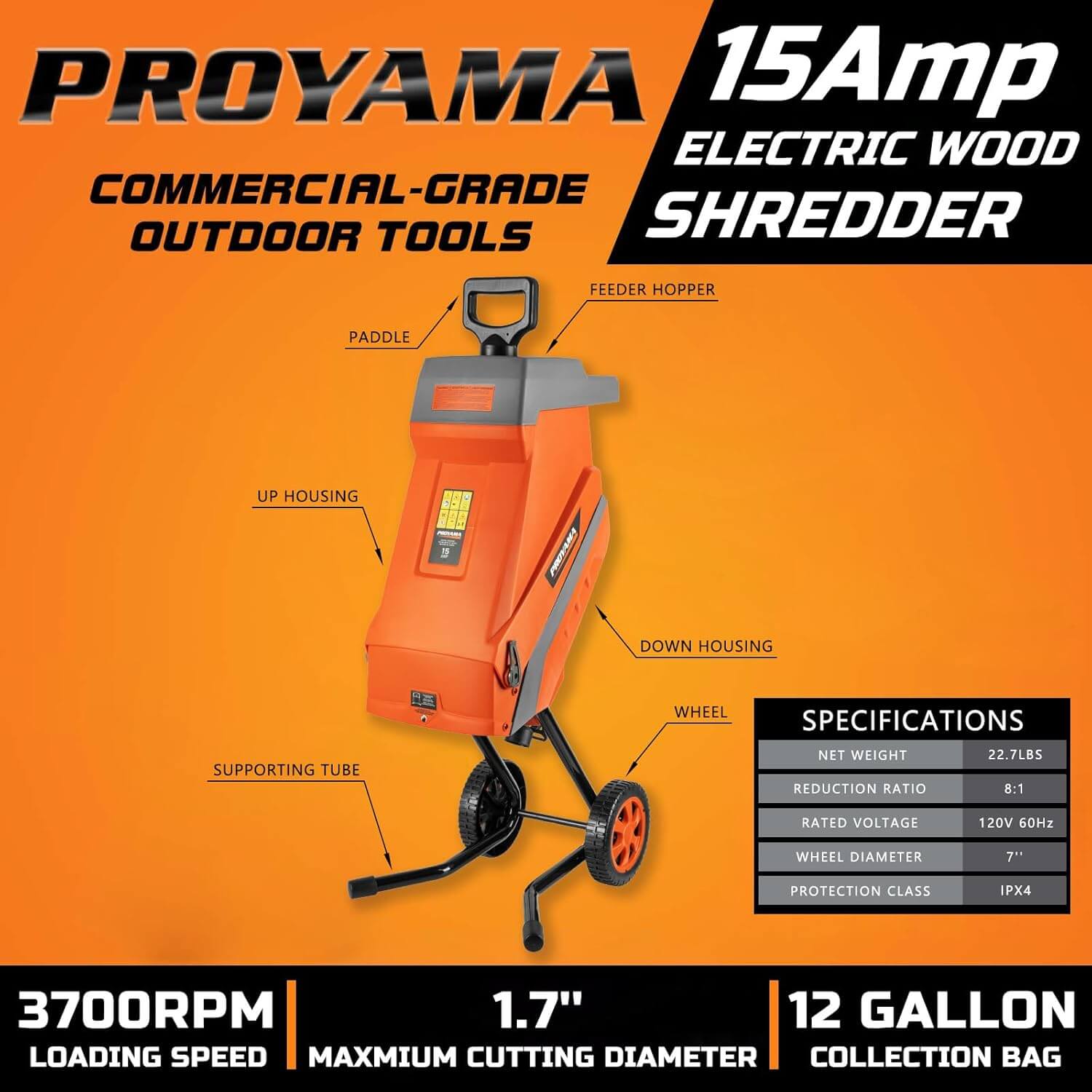 Proyama 15Ah Electric Wood Chipper