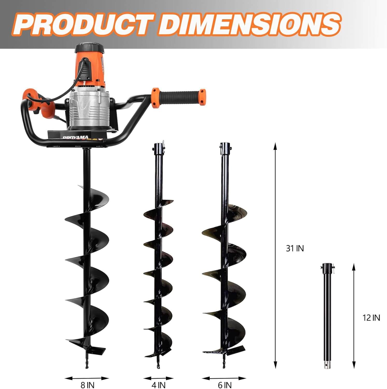 Proyama 1700W Corded Electric Post Hole Digger Earth Auger