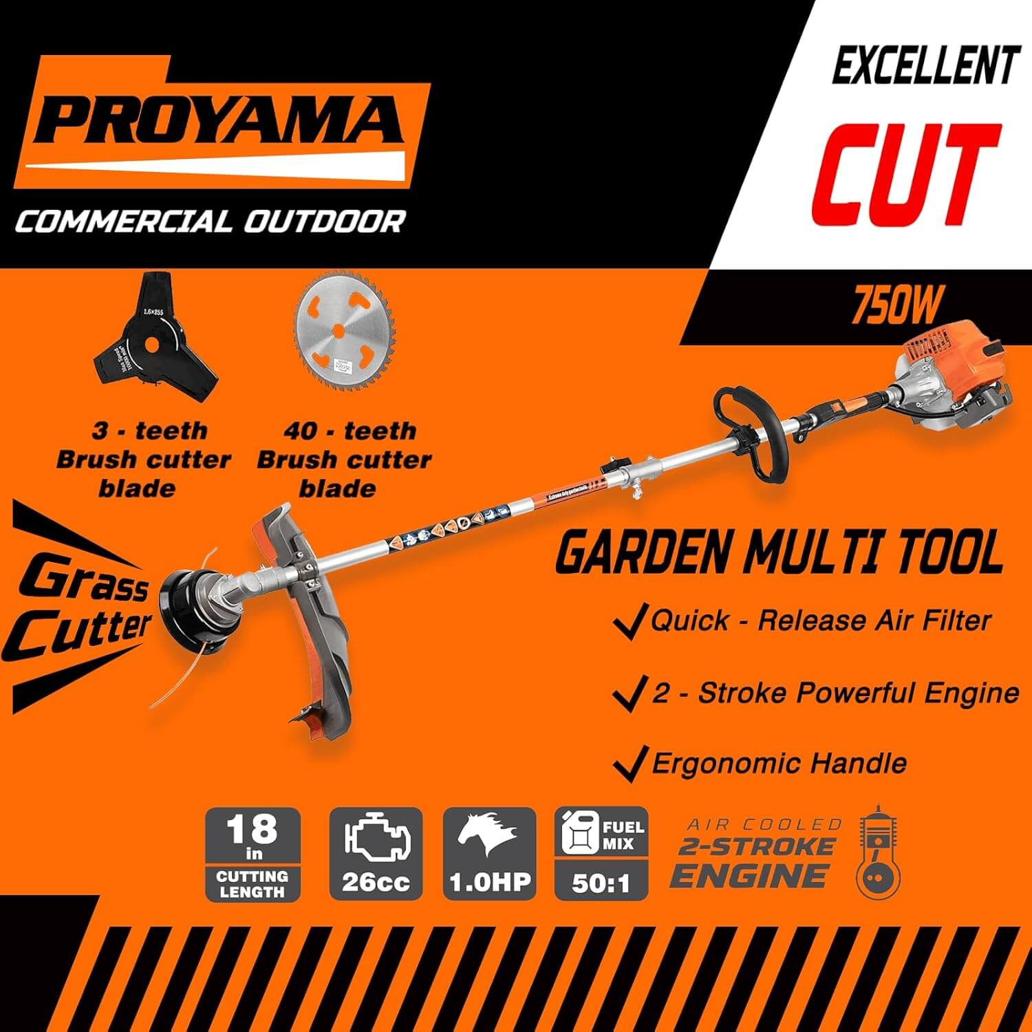 Proyama Multifunctional Gas Powered Hedge Trimmer