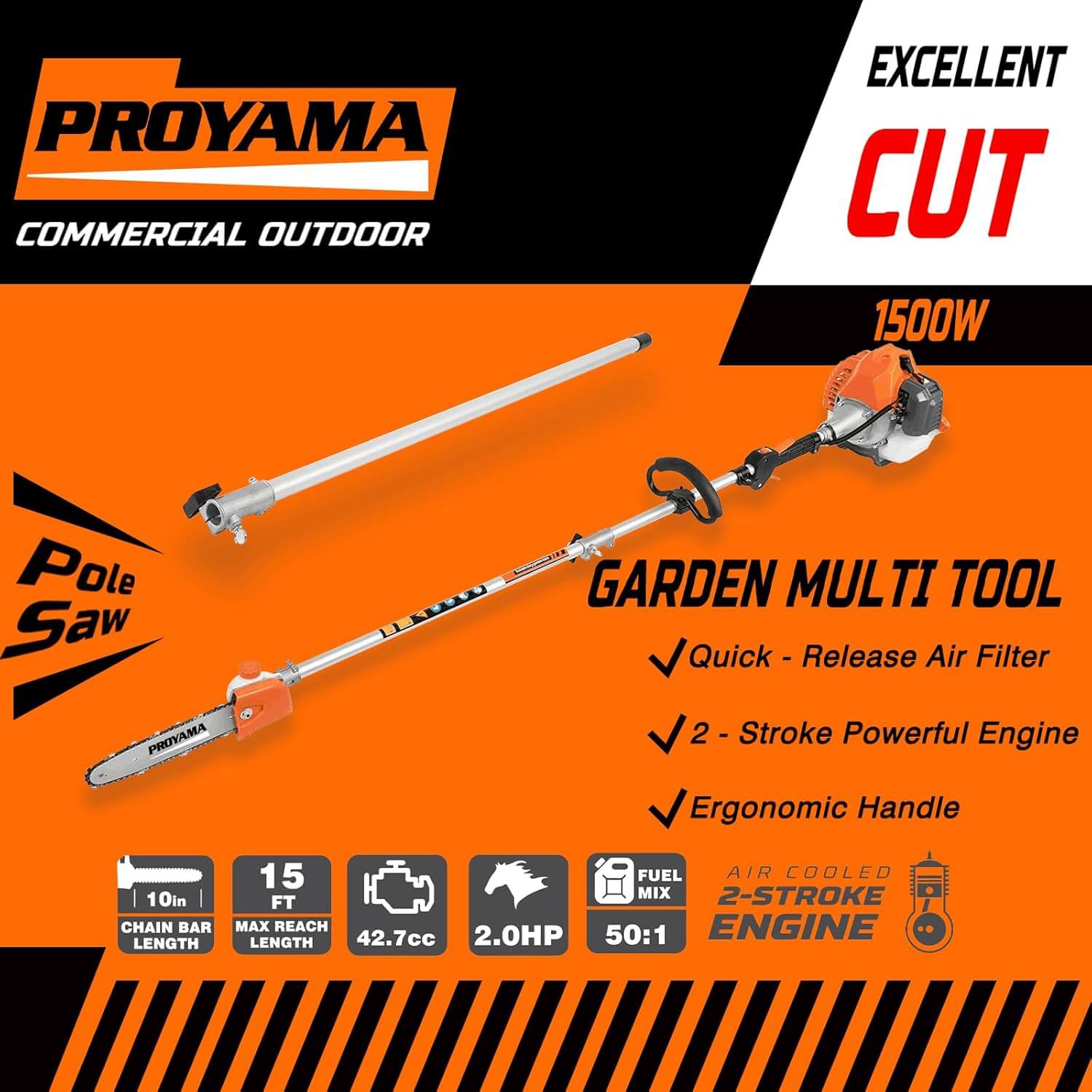 Proyama Multifunctional Gas Powered Hedge Trimmer