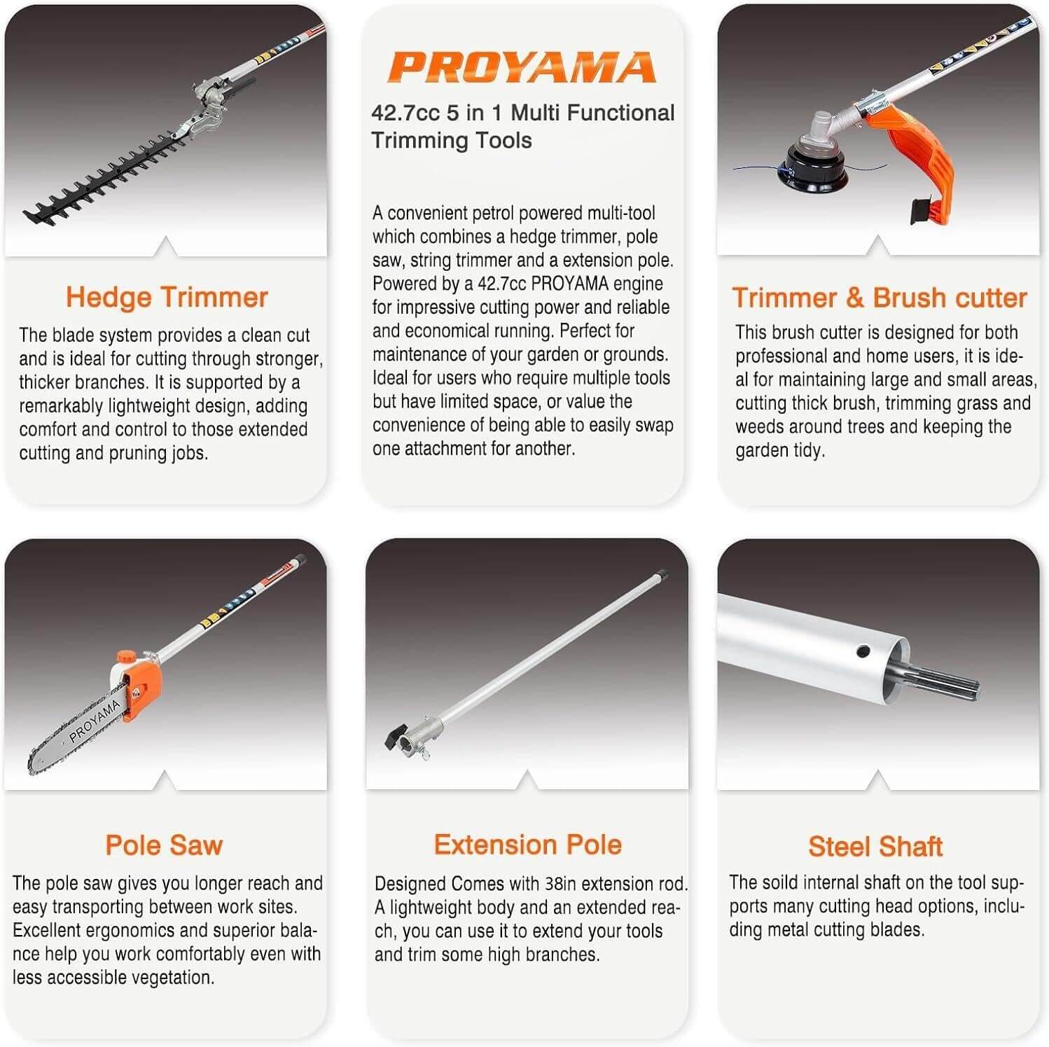 Proyama Multifunctional Gas Powered Hedge Trimmer